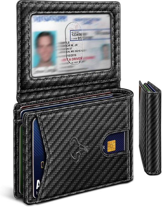 BULLIANT Men Wallet, Slim Leather Wallet Front Pocket Card Holder Gift For Men 11 Slots RFID Blocking