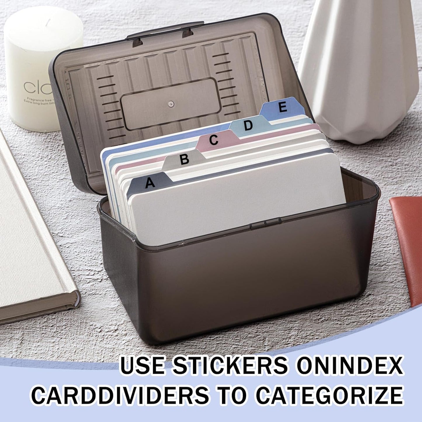 Harloon 52 Pcs Dry Erase Index Card Guide Set Include 50 Index Card Dividers 2 Number Alphabet Sticker with Tabs Photo Dividers for Office Business Back to School Supplies(4 x 6 Inch,Morandi)