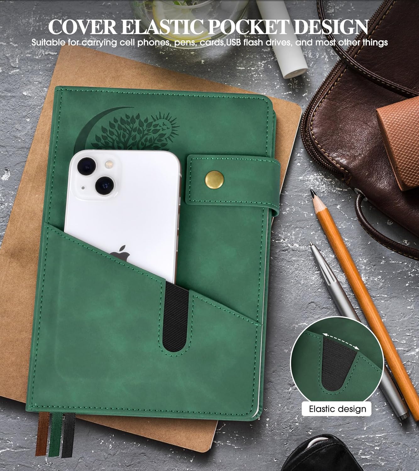 Lined Journal Notebook for Men, A5 Leather Journals for Writing Women, Hardcover Notebooks for Work,School,Note Taking,Travel,Business,Personal daily Diary,200 Page College Ruled (5.9" x 8.4")