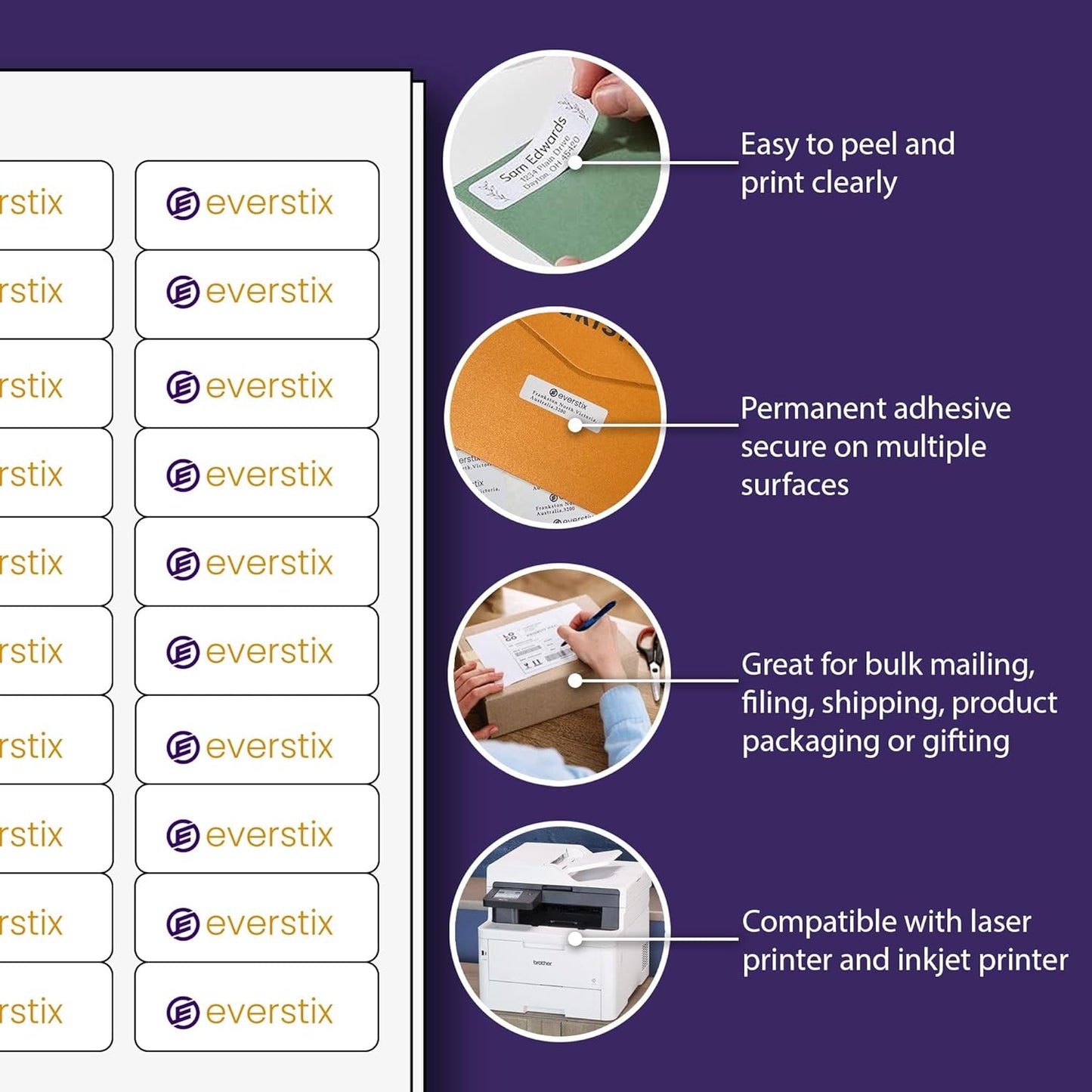 2/3" x 1-3/4", 100 Sheets, 6000 Return Address Labels for Laser & Inkjet Printers, Permanent Adhesive, Letter Size