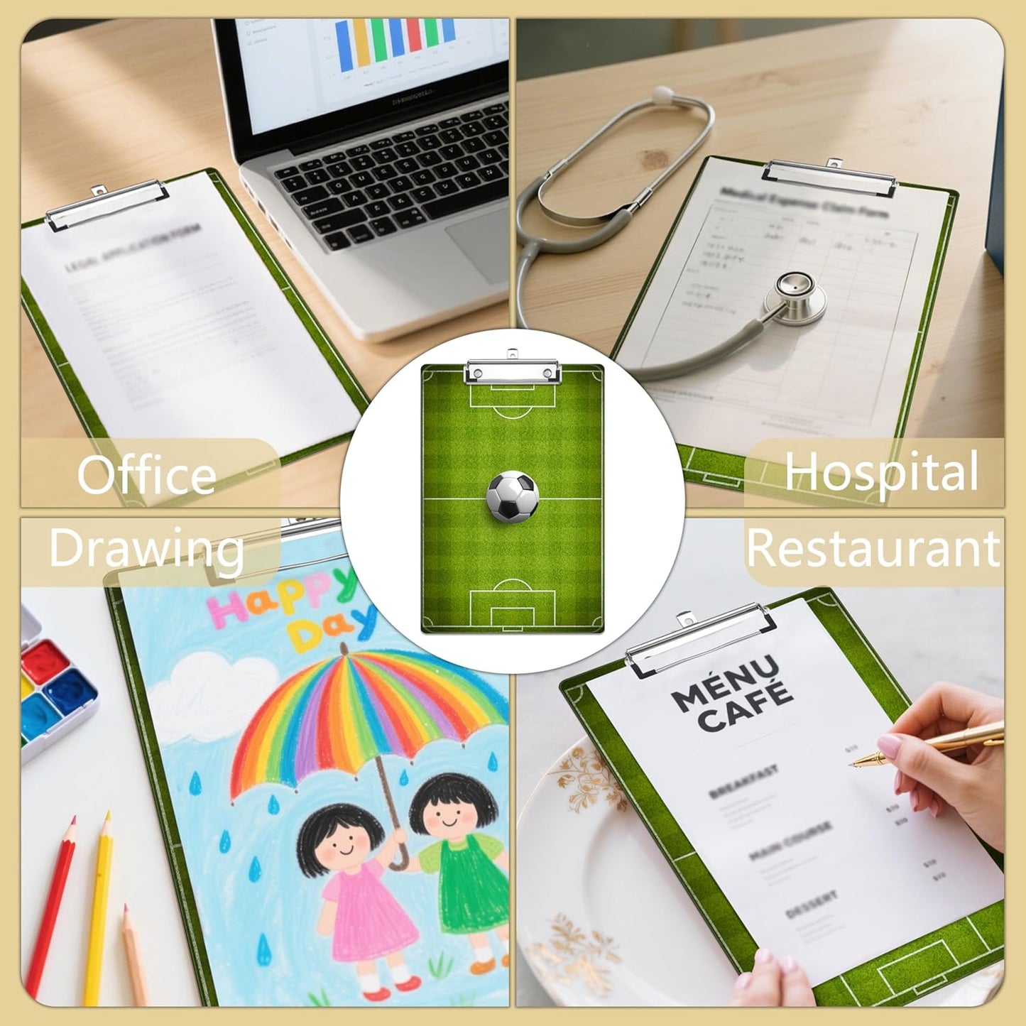 Soccer Coaching Plastic Clipboards,Decorative Plastic Acrylic Clipboard for Teacher Social Worker Students Office Supplies 8 * 12