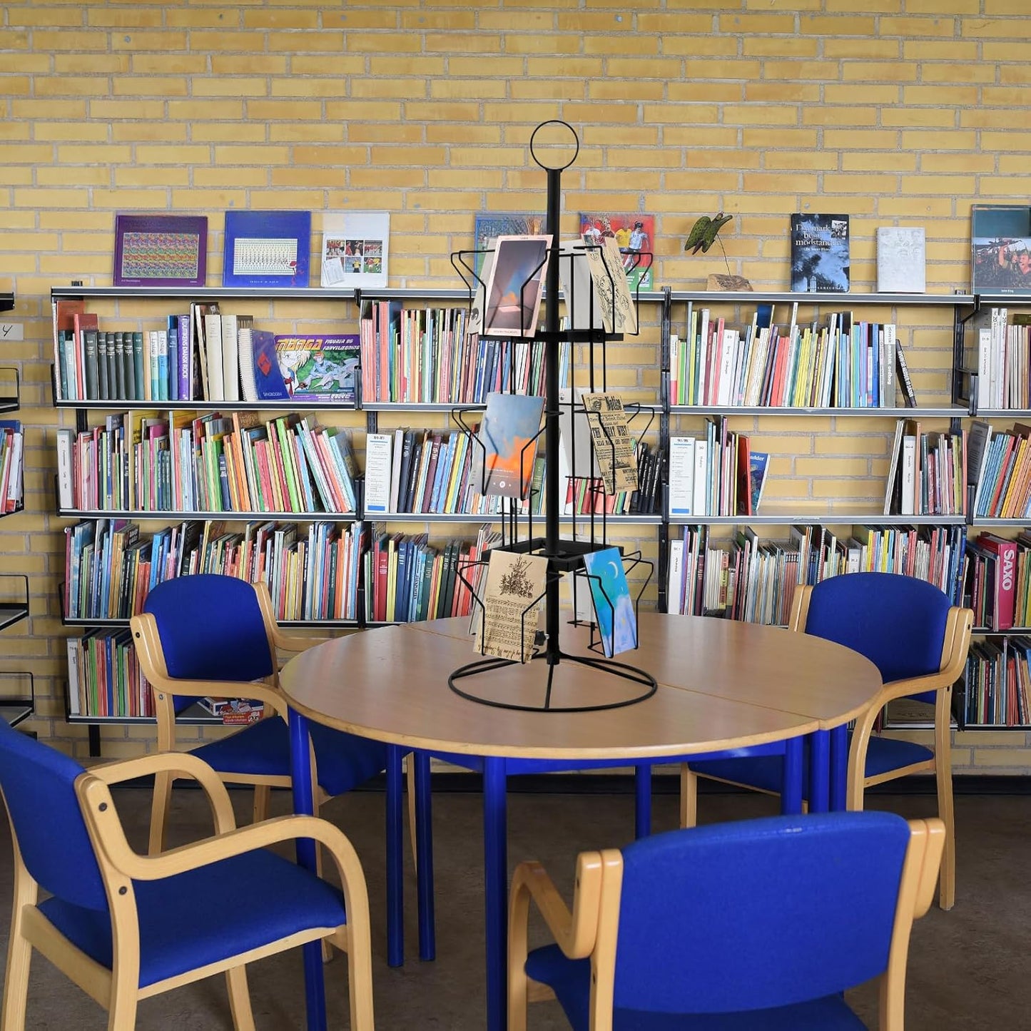 Nuanchu 12 Pockets Greeting Card Display Stand Countertop Rotating Greeting Card Rack with 200 Clear Resealable Bags 3 Tier Metal Display Stand Spinning Holder for Stickers Showcase Postcard(Black)