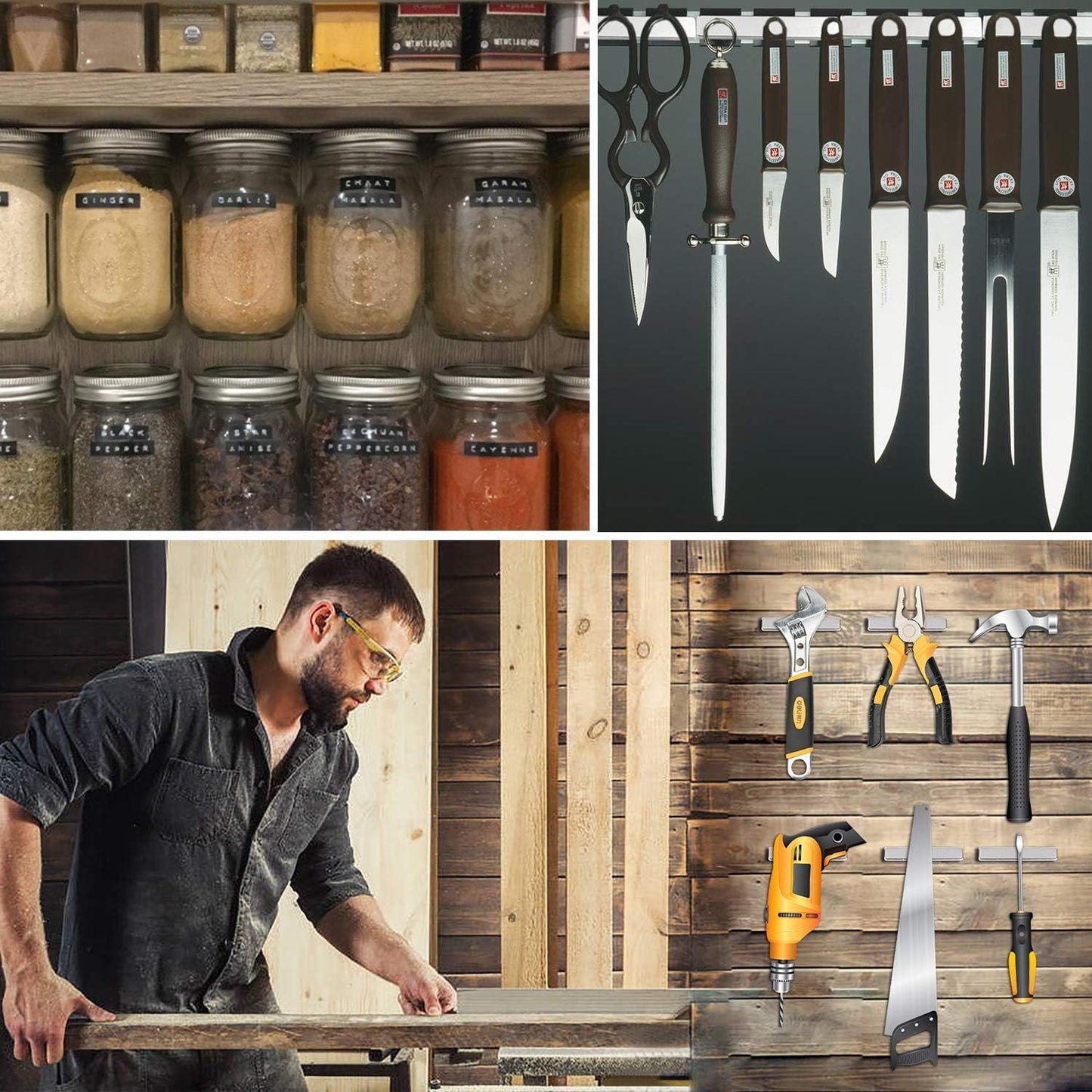 LOVIMAG Waterproof Strong Neodymium Bar Magnets, Refrigerator Magnets with Double- Sided Adhesive, Heavy Duty Magnet for Shower Door,Fridge,Office,Scientific Etc, 60 x 10 x 5 mm, Pack of 50