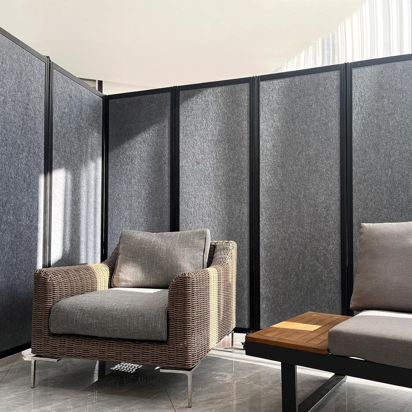 Office Divider,Room Partition, Privacy Partition Separator,Portable Commercial Screen Dividers,Classroom School Dividers,10'6"W x 6'7"H,5 Panel,Grey