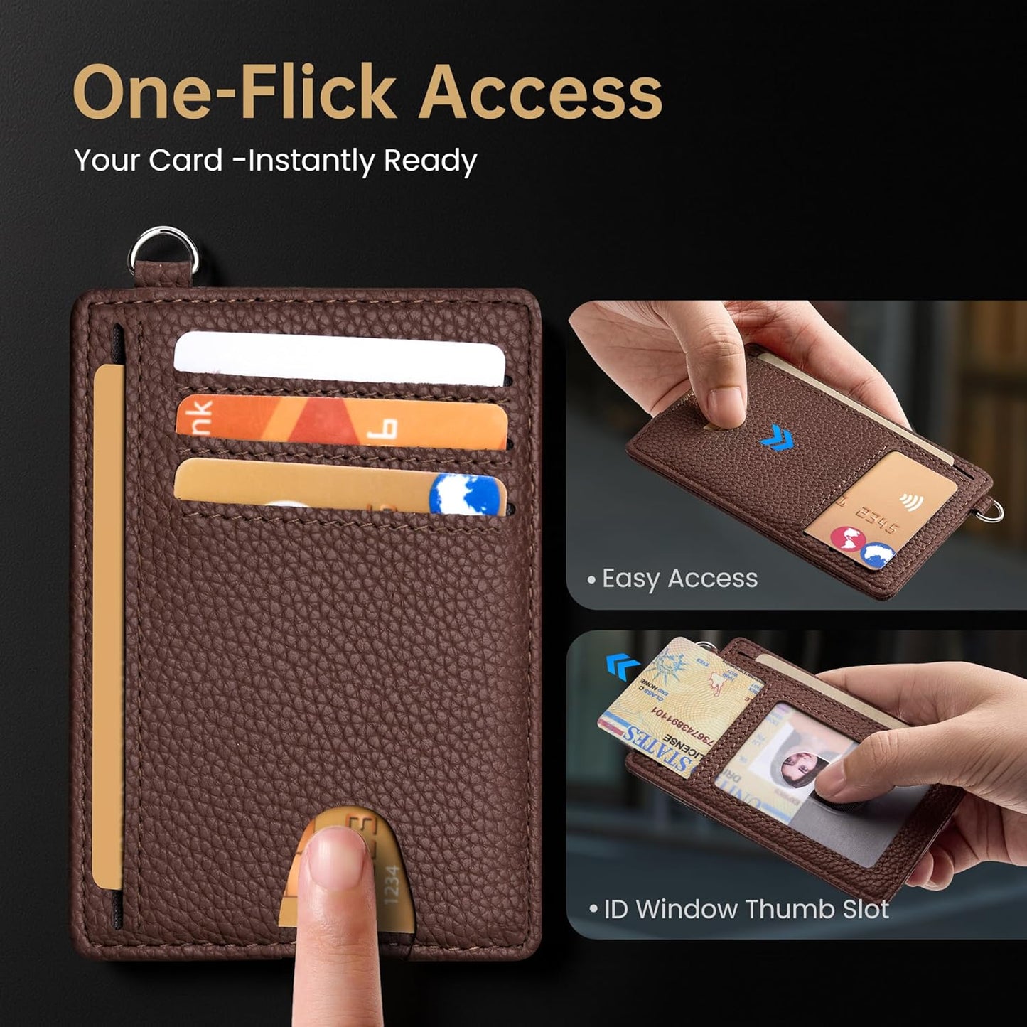 Mayski Slim Wallet, Credit Card Holder for Women, Minimalist Front Pocket RFID Blocking Card Cases, Small Wallet Women Men(Lichee Coffee)