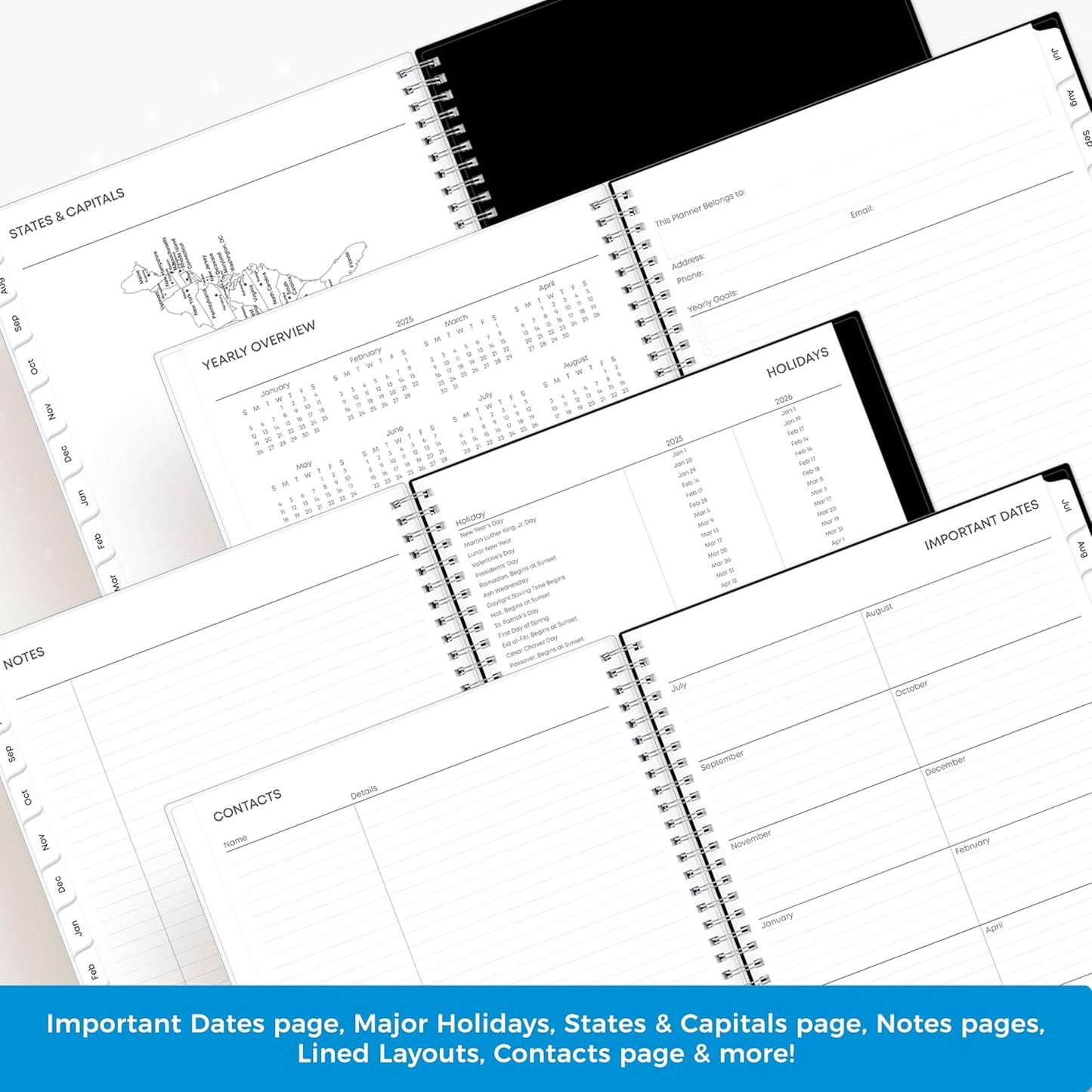 Blue Sky 2025-2026 Academic Year Weekly and Monthly Planner Calendar, July 2025 - June 2026, 12-Month, 8.5" x 11", Flexible Cover, Wirebound, Storage Pocket, Analeis