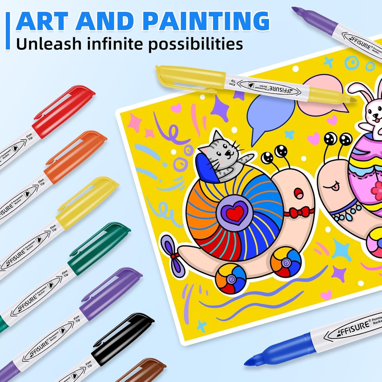 Permanent Markers Assorted Colors Set, 24 Colored Markers 24 Pack, Fine Point，Works on Wood, Plastic, Metal, and More, for Adults, Artist, Taecher, Kids