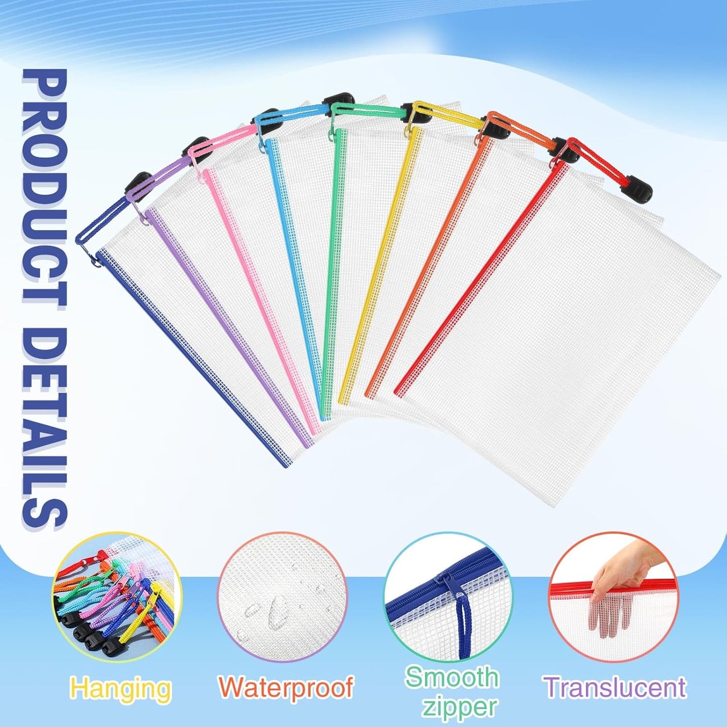 Jetec 32 Pcs Mesh Zipper Bags Toy Storage Bikini Organizer Bag Bolsas Para Guardar Trajes De Baño Waterproof Zipper Reusable Pouch Puzzle Multipurpose for Storage Office(Cute Color,7.5 x 5 Inch)