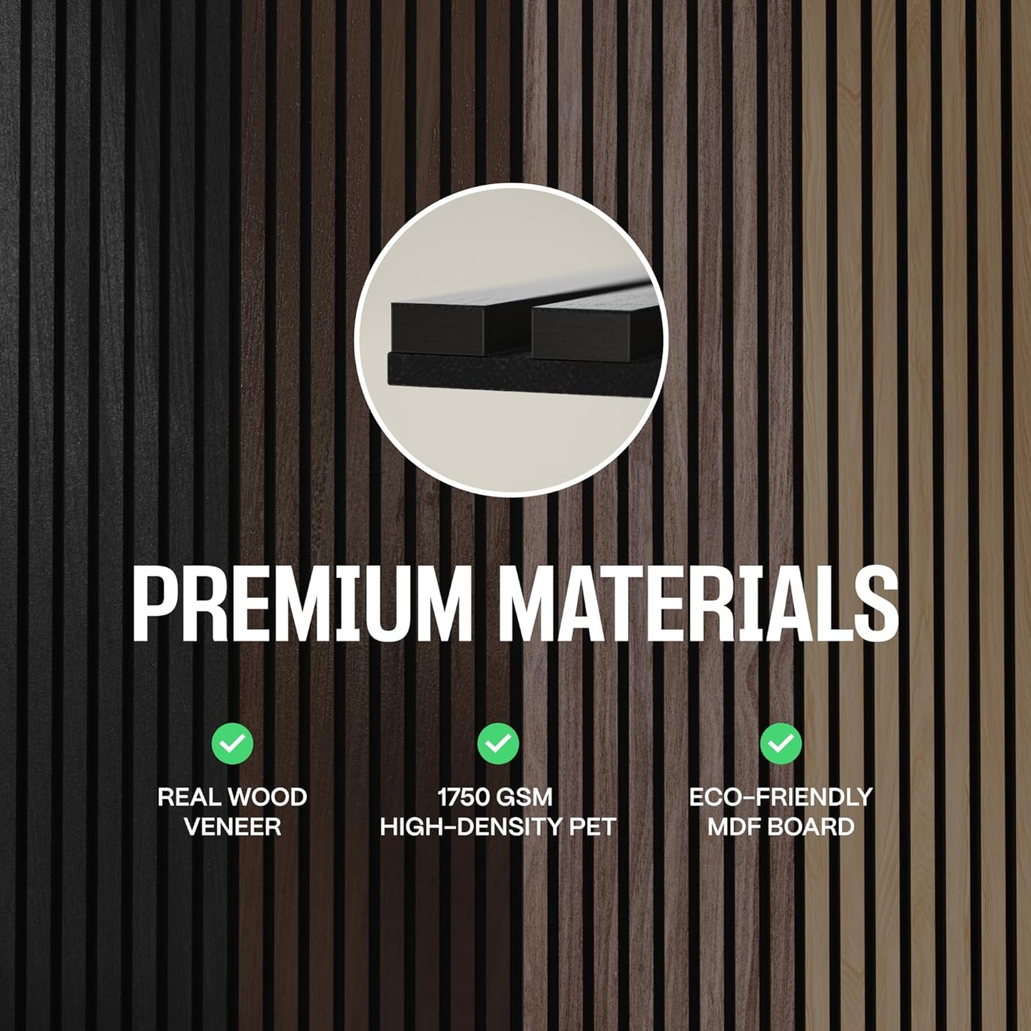 2-Pack Wood Panels for Wall - Acoustic Wood Slat Wall Panels, Soundproof Wooden Paneling for Interior Decor