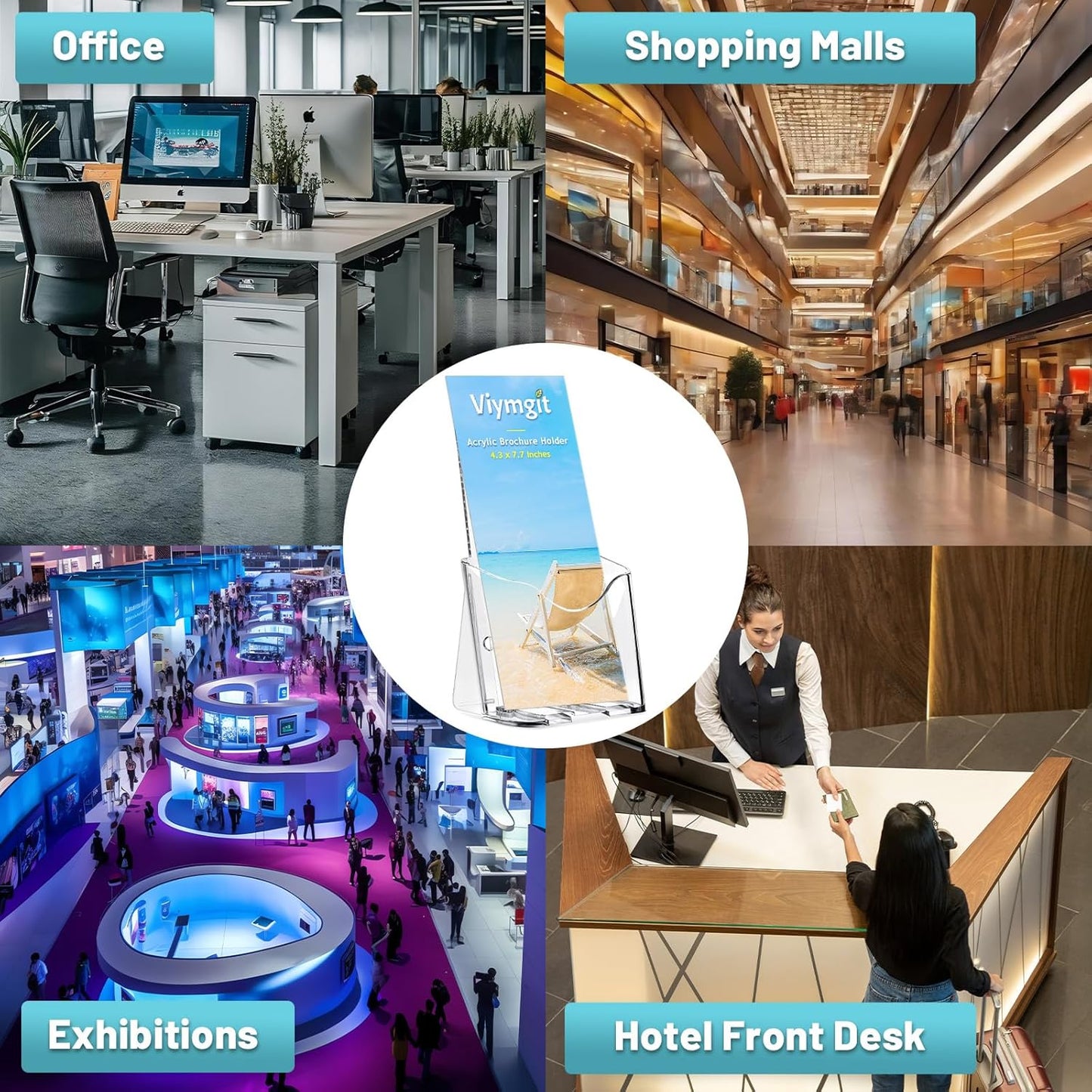 Brochure Holder Stand, 12 Pack 4 inches Acrylic Pamphlet Display Stand Wall Mount/Countertop, Clear Plastic Trifold Rack Card Holder for Organizer Flyer, Leaflets, Document, Literature