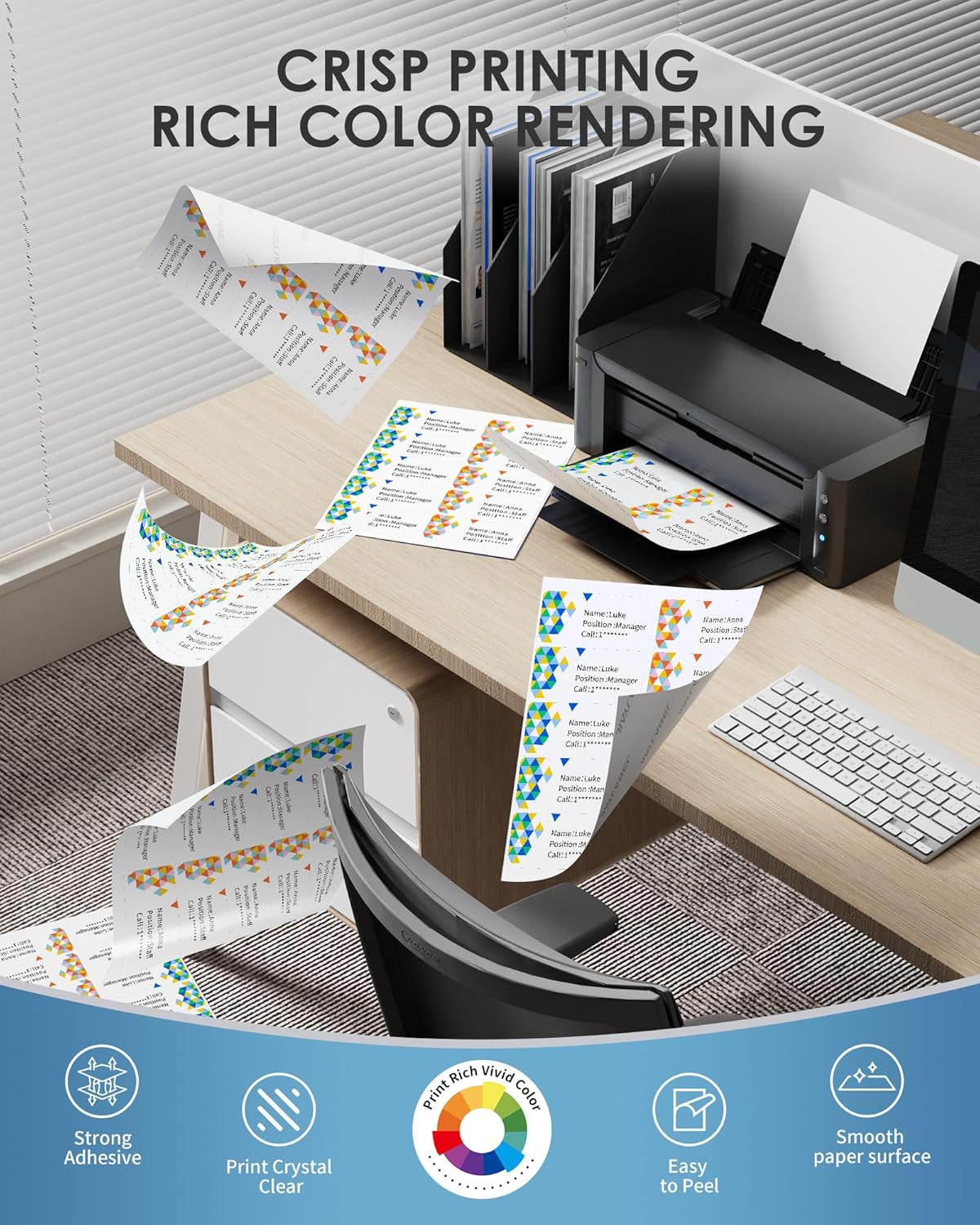 Shipping Label Address Mailing Stickers 2”x4” 100 Sheets Paper for Inkjet Laser Printer Printable Name Tags Printing Labeling to Write on Envelopes File Folder Blank Matte White 8.5 x 11 Letter Size