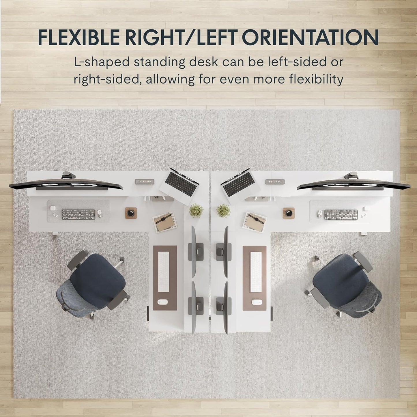 FLEXISPOT 71" Large L Shaped Standing Desk Electric Corner Table with Shelf, 4 Storage Drawers, Adjustable Computer Workstation for Home, Office, Game, Studio, White Top + White Frame