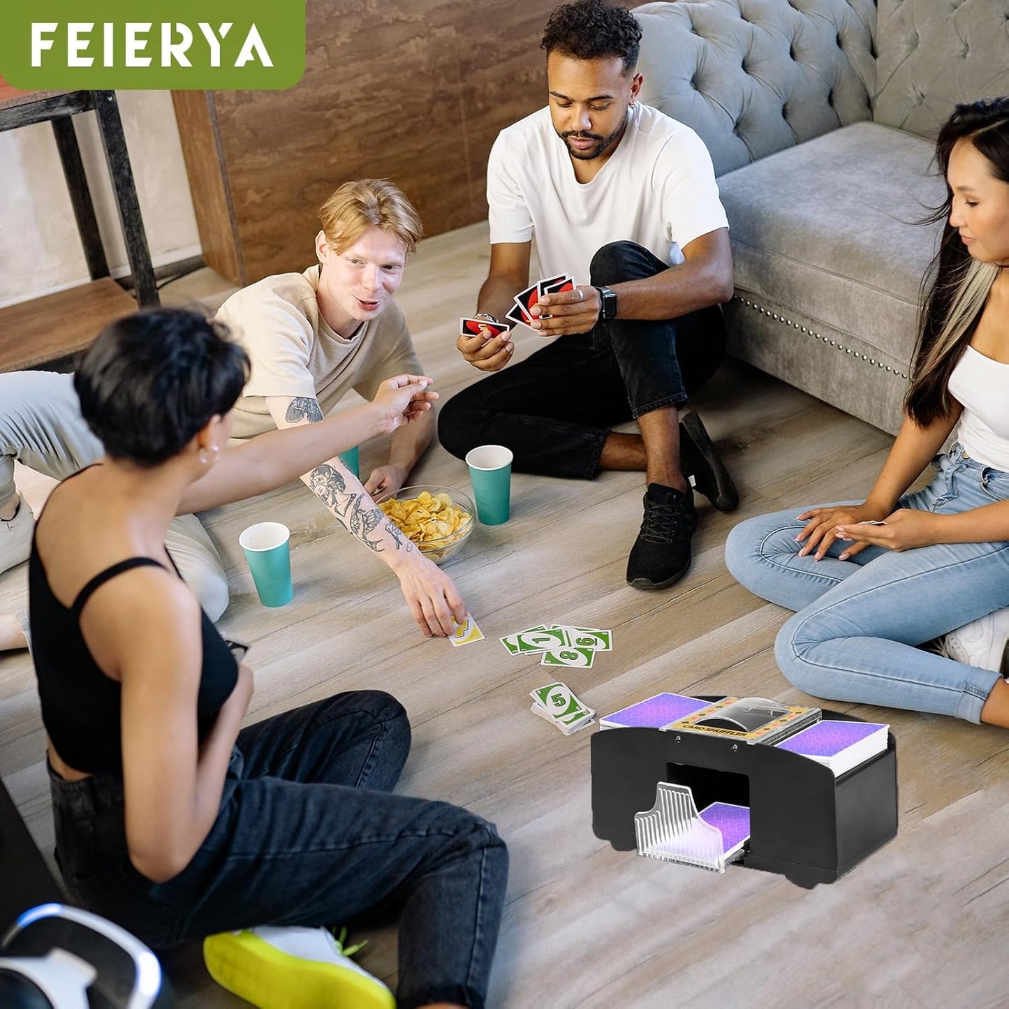 Automatic Card Shuffler 2 Deck,Battery-Operated/USB UNO Poker Shuffler,Playing Card Shuffler for Home Card Game,Travel