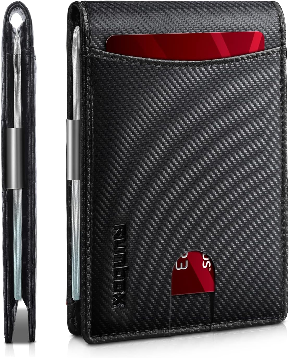 RUNBOX Money Clip Slim Wallets for Men RFID Blocking 11 Card Holder Minimalist Small Leather Bifold Men's Front Pocket Wallet Gift Box