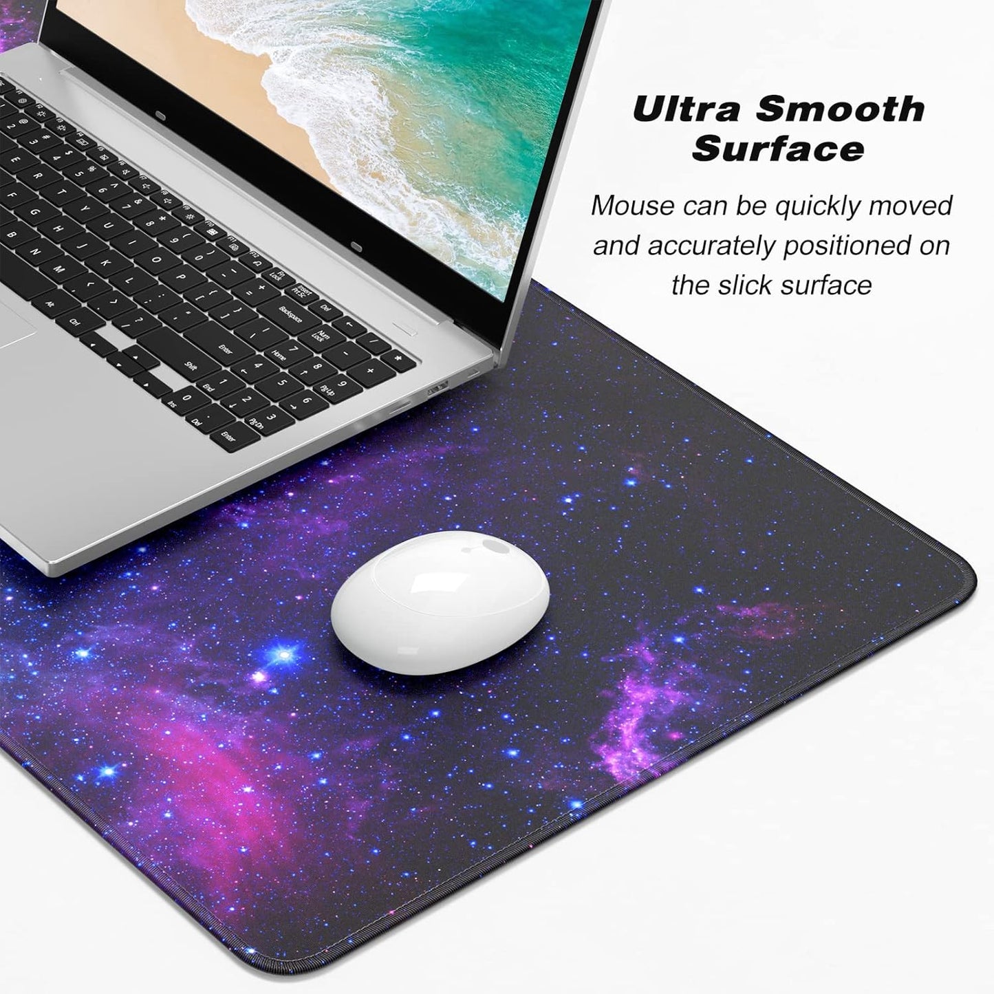 Extended Large Mouse Pad, XXL Gaming Desk Pad 31.5 x 15.7 Inch, Big Computer Keyboard Mousepad, Waterproof Mouse Mat with Stitched Edges and Non-Slip Base for Office Gaming, Galaxy