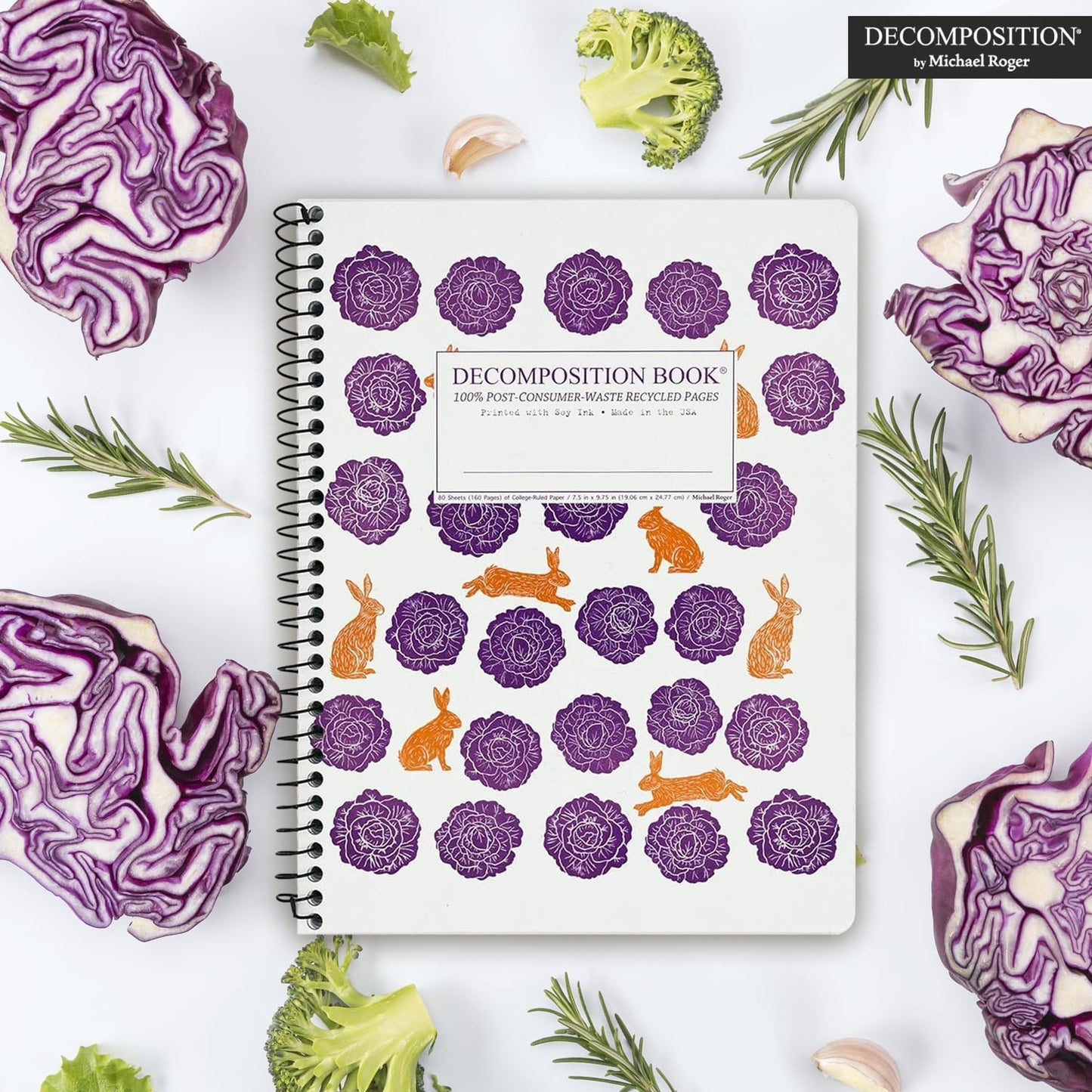Decomposition Cabbage Patch College Ruled Spiral Notebooks – 9.75 x 7.5 Journal with 160 Lined Pages – Notebooks for School Supplies, Home & Office – 100% Recycled Paper – Made in USA