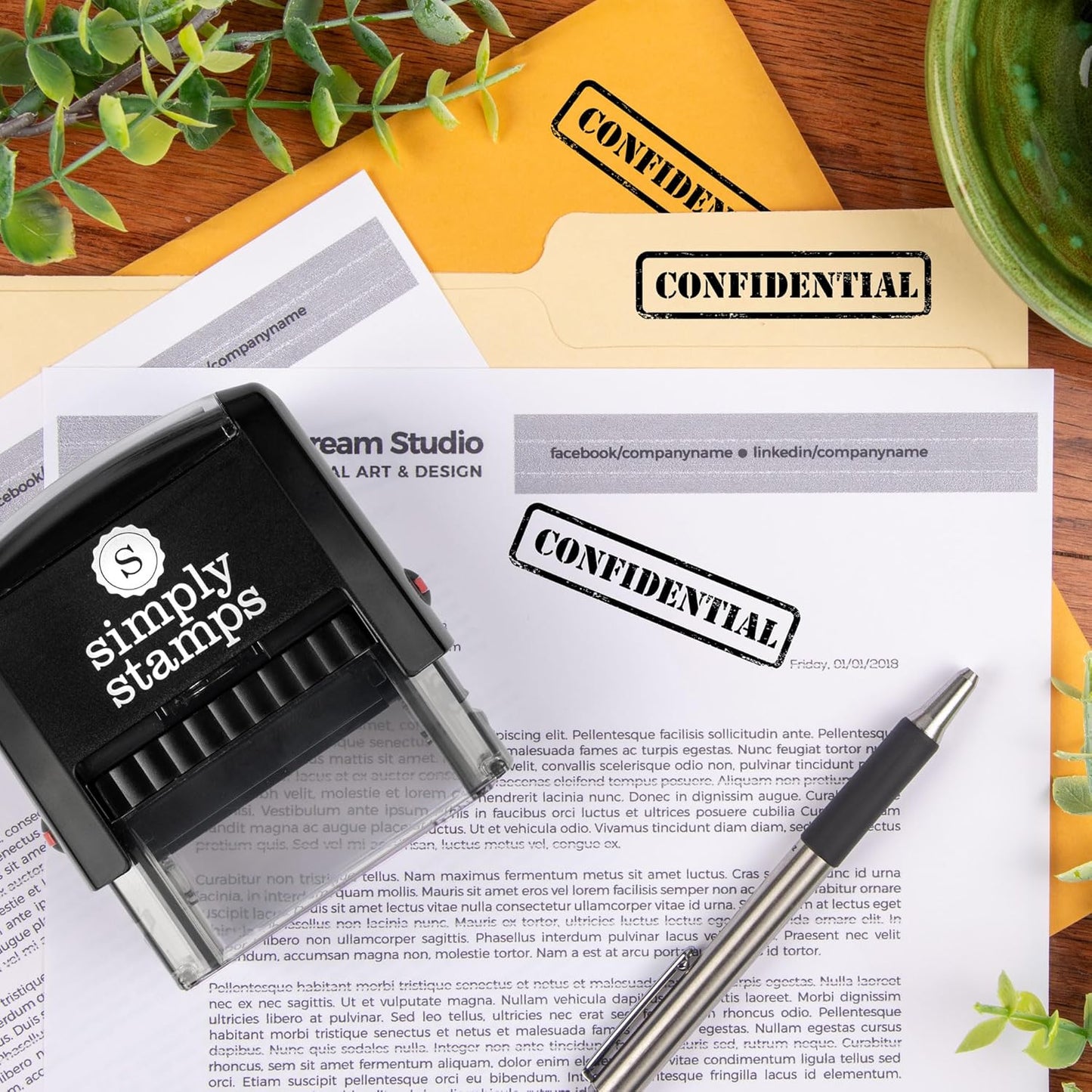 Confidential Office Stamp | 4 Different Sizes | 20 Designs | Multiple Color Options | Perfect for Quick Validation of Office Documents (Confidential, Medium)