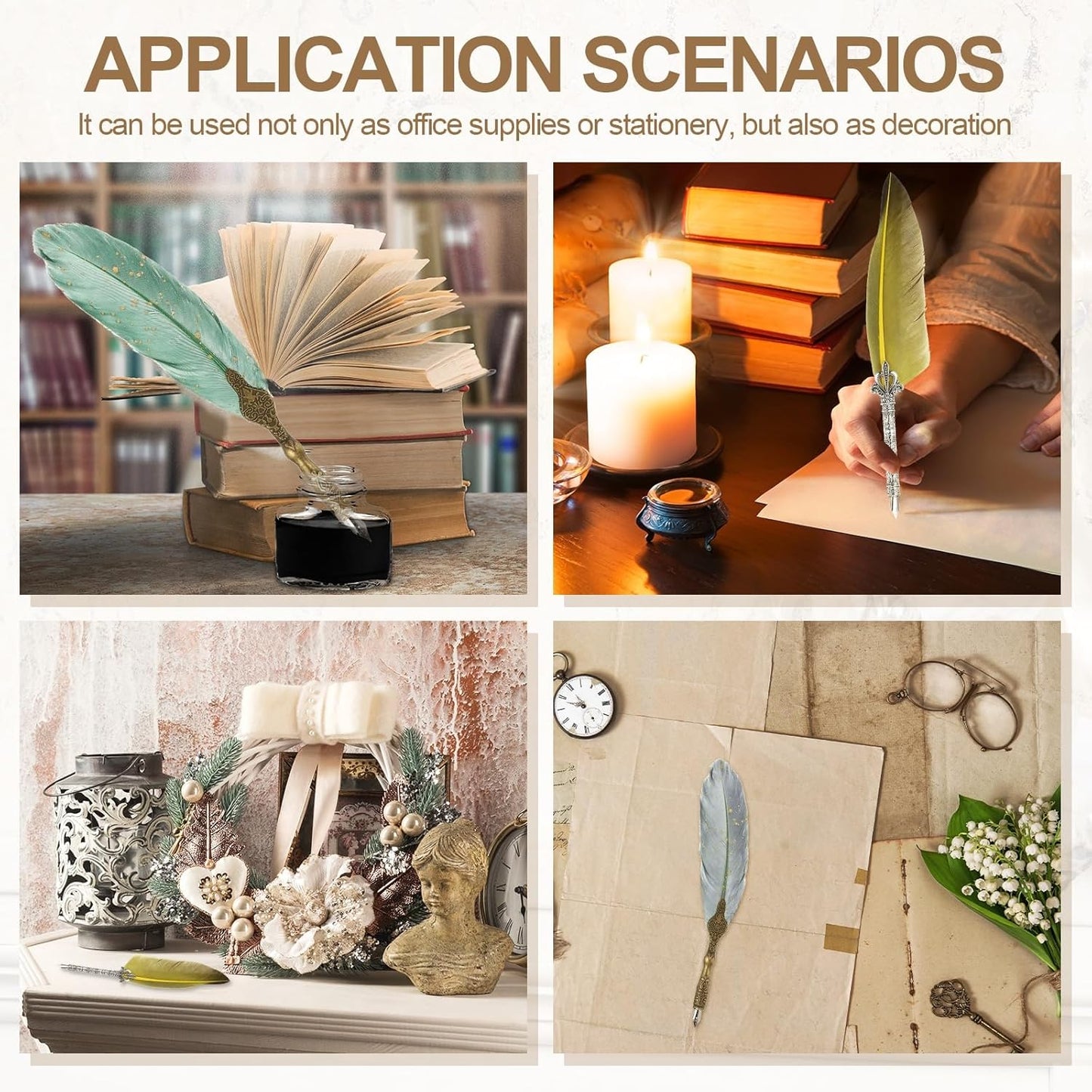 PATIKIL 26.5cm/10.4" Calligraphy Feather Quill Pen, Vintage Feather Dip Pen with 5 Replacement Nibs for Calligraphy Writing Wedding Office Gifts, Pink