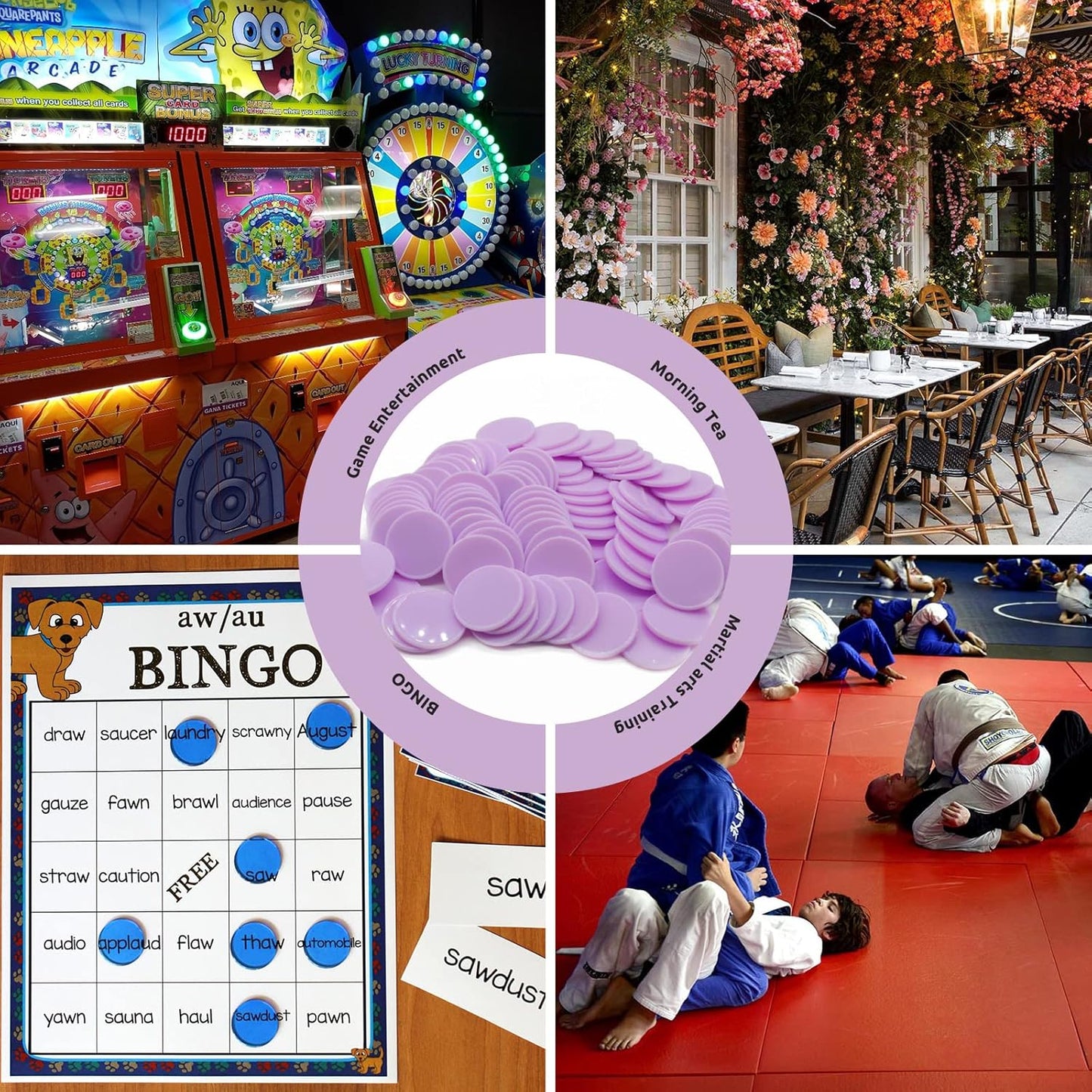 Set of 100 Opaque Plastic Learning Counters Mini Poker Chips Game Tokens with Storage Box (Thistle, 1 Inch)