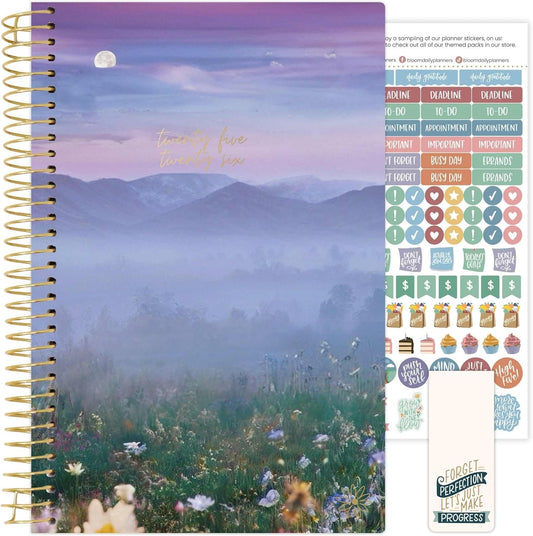 bloom daily planners 2025-2026 Academic Year Daily Planner (July 2025 - July 2026) - A5 Weekly & Monthly Calendar Agenda Organizer Book with Stickers - 5.5" x 8.25" - Mystical Mountains