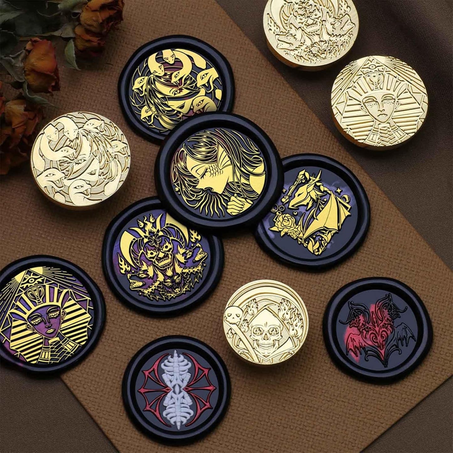 Supernatural Evil Wax Seal Stamp - Brass & Pearwood, Succubus Design, 0.98 inch/25mm, Envelope Sealing, Craft, Invitations, Gifts