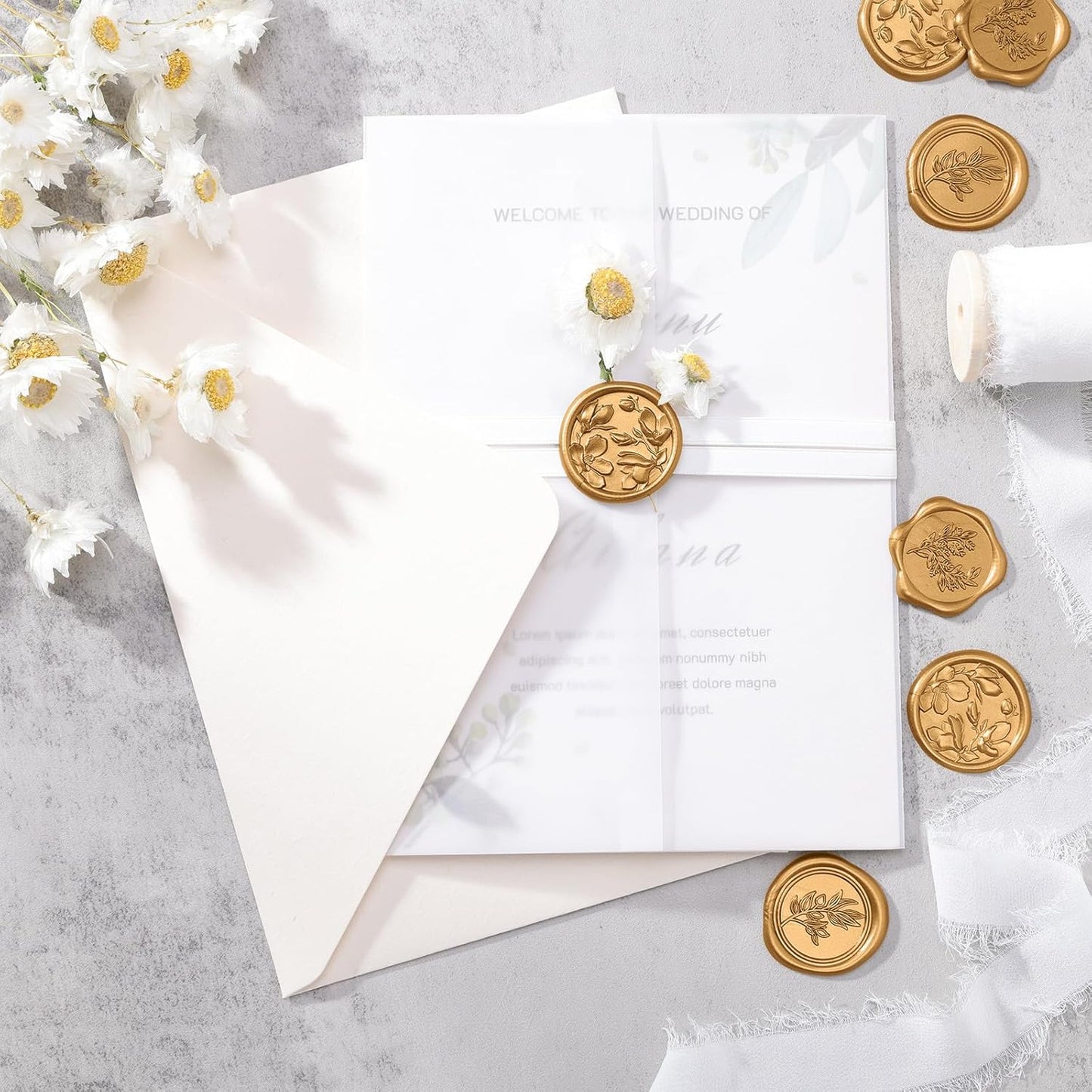 UNIQOOO Wax Seal Stickers - (3 Designs in 1 Pack) Wedding Invitation Envelope Seal Stickers, 60 Pcs Self-Adhesive Stickers, Perfect for Invitation, Christmas, Gift Wrapping (Anti Gold)