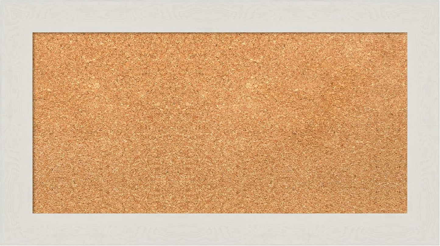Amanti Art Natural Cork Board for Wall, 15x27 Vision Board with White Frame, Small Corkboard Office Decor for Home Organization, Country Rustic Corkboard Pinboard to Display Items for Home