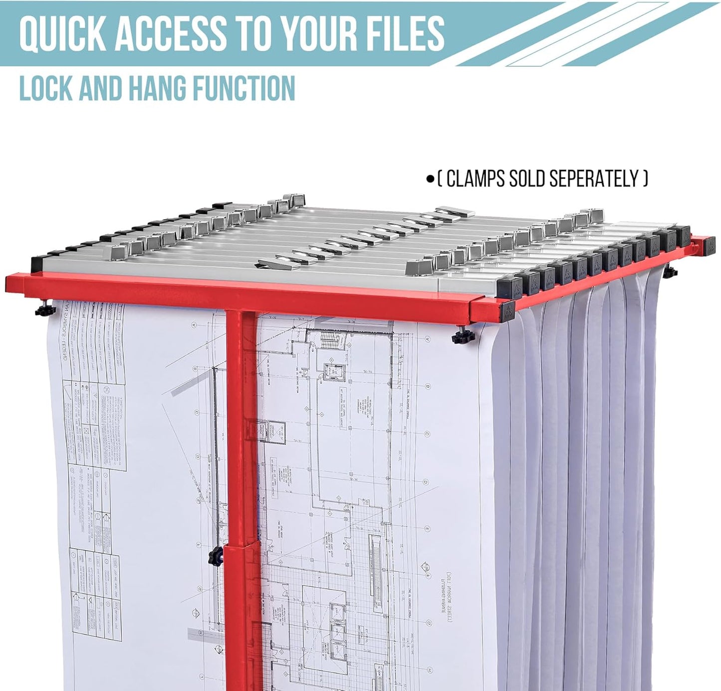 Adir Mobile Blueprint Holder - Adjustable Blue Print Storage Organizer and Construction Plan Holder – Plans Rack for Jobsite and Office (Without Blueprint Clamps)