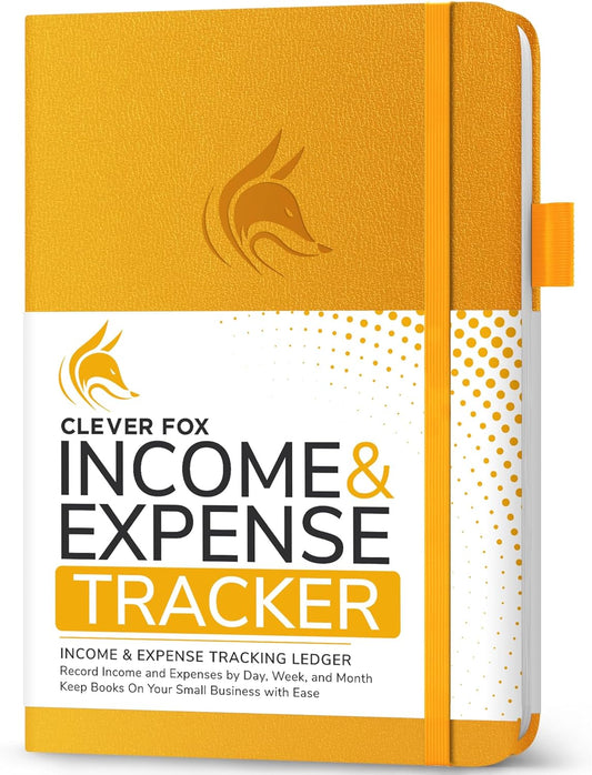 Clever Fox Income & Expense Tracker – Accounting & Bookkeeping Ledger Book for Small Business – 1-Year Record Notebook, A5 (Amber Yellow)