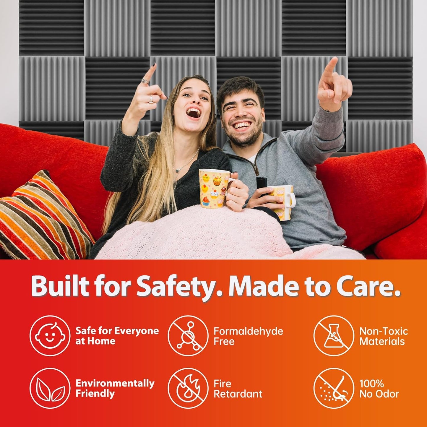 12 Pack Acoustic Panels – Sound Proof Foam Panels for Wall 12"x12"x1", Flame Retardant Wedge Acoustic Foam, High-Density Sound Absorbing Panels for Home Studio(Gray, 1" Thick 12 Pack)