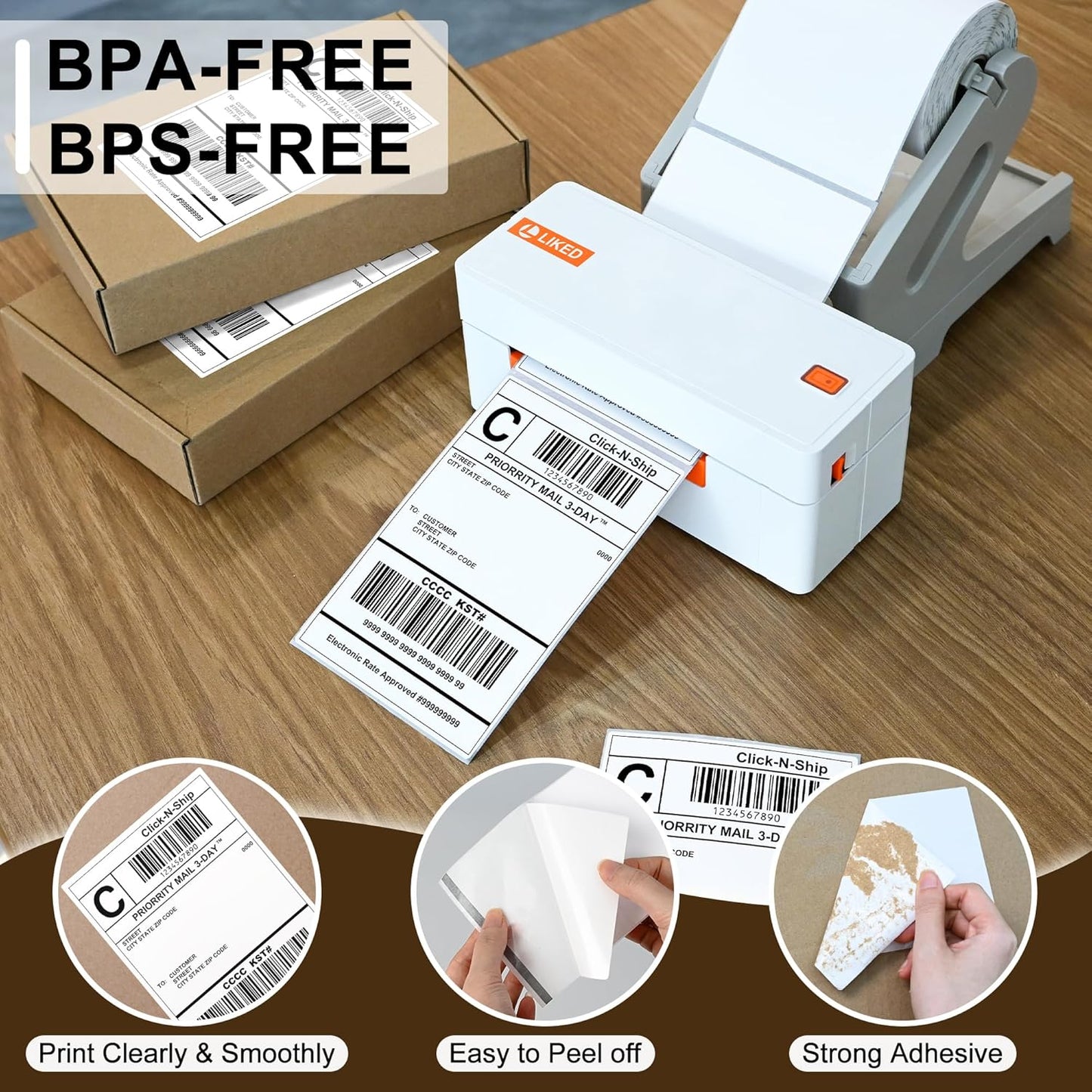 L LIKED 30 Rolls of 4" x 6" Direct Thermal Shipping Labels with 250 Labels/Roll - Compatible with Zebra 2844 ZP-450 ZP-500 ZP-505