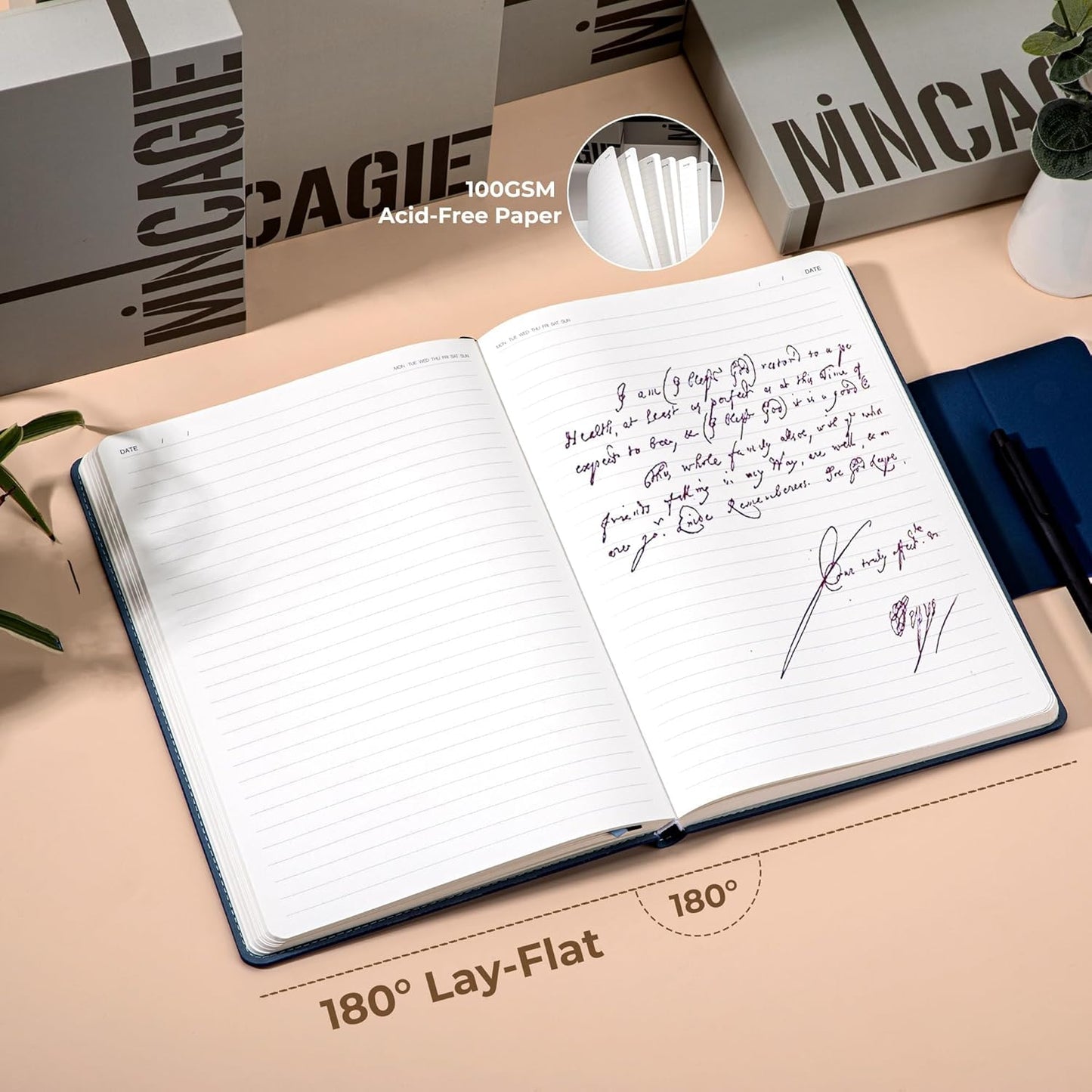 Leather Journal for Men 320 Pages B5 Large Journaling Notebooks with 100 GSM Thick Paper Journals for Writing Notebook for Men & Women with Buckle Closure Work Diary, 7.28" x 10.23", Blue