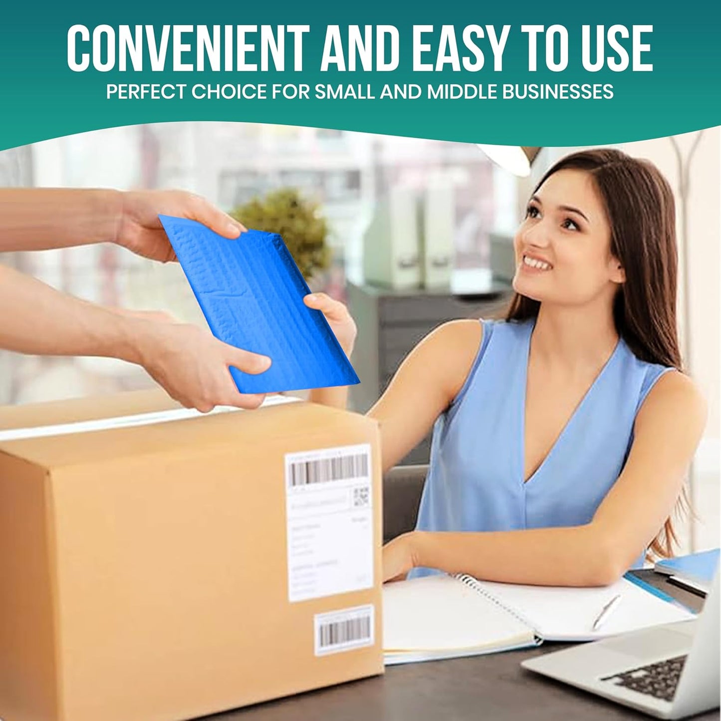 Levex - #000 4" x 8" [10 Pack] Blue Poly Bubble Mailers, Padded Envelope Mailers, Packing Envelope & Mailing Bags for Shipping