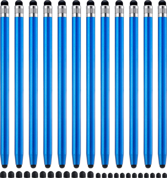 LINFANC 12Pcs Blue Stylus Pen for Touchscreen, 2-in-1 High Precision & Sensitivity Stylus Pen for iPhone/iPad/Android Smartphones and Tablets Compatible with All Touch Screens