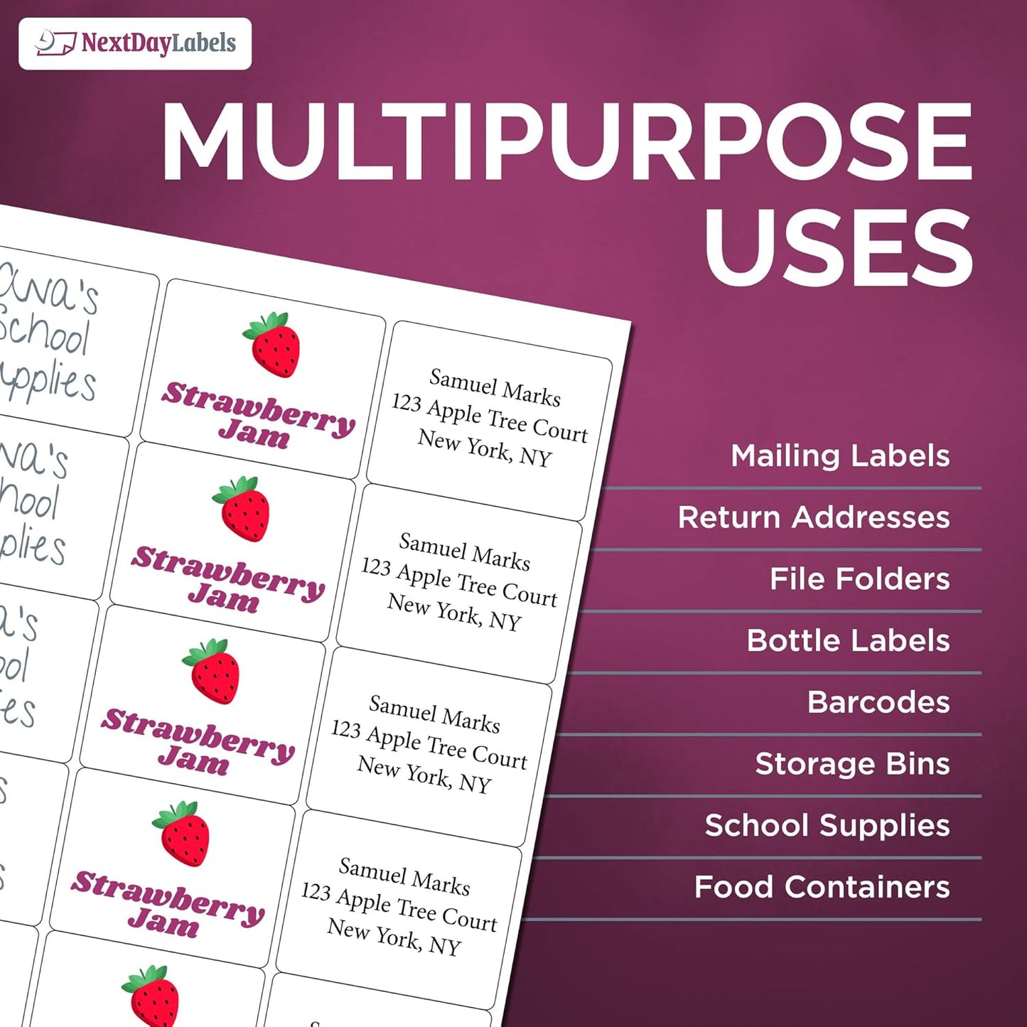 NextDayLabels – 2"-11/16 x 2 Rectangular Sticker Labels for Printer - White Laser/Inkjet Printer Labels Return Address Labels Shipping Label Stickers (100 Sheets, 15 Per Sheet, 1500 Labels)