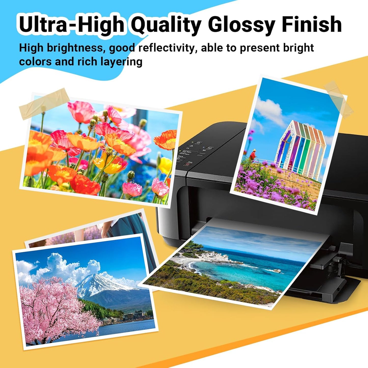 TECKWRAP Glossy Photo Paper 8.5" x 11", Inkjet Photo Paper 260gsm/69lb, Works with Inkjet Printer, Instant Dry, 20 Sheets, Professional Standard