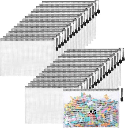 Jetec 32 Pcs Mesh Zipper Bags Toy Storage Bikini Organizer Bag Bolsas Para Guardar Trajes De Baño Waterproof Zipper Reusable Pouch Puzzle Multipurpose for Storage Office(Grey,9 x 7 Inch)
