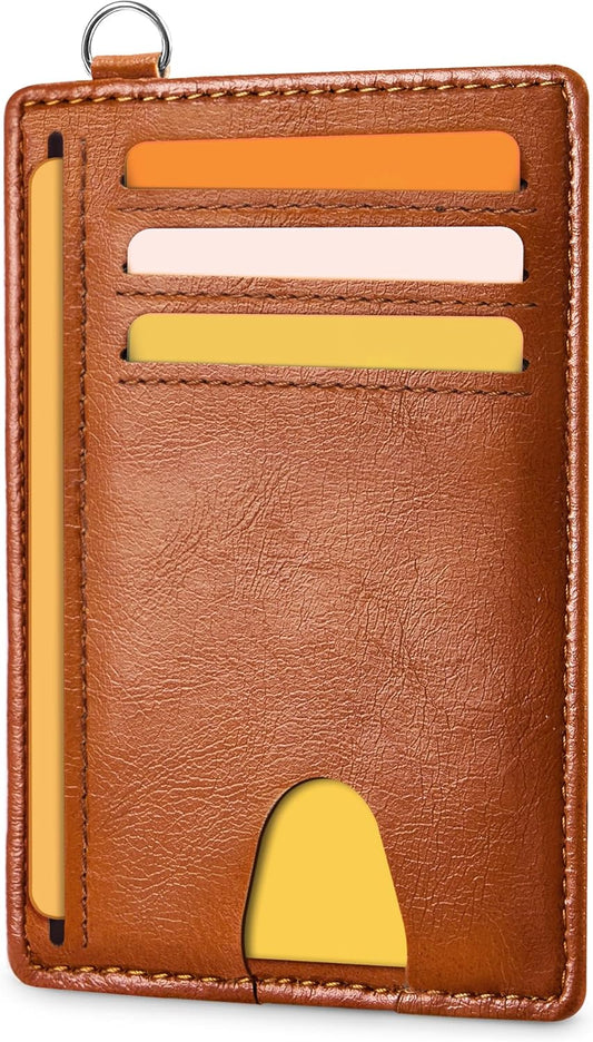 Mayski Slim Wallet, Credit Card Holder for Women, Minimalist Front Pocket RFID Blocking Card Cases, Small Wallet Women Men(Oiled Wax Brown)