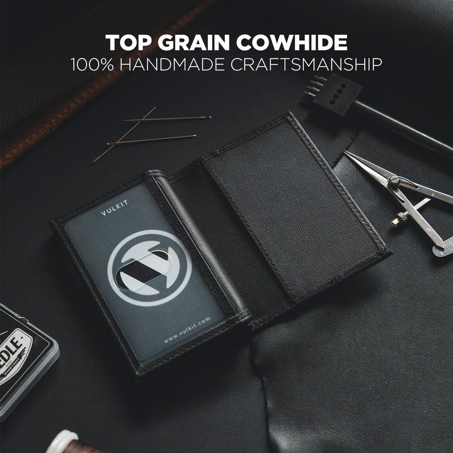 VULKIT Card Holder Wallet with Double ID Windows RFID Blocking Pop Up Wallet Minimalist Design for 12 Cards