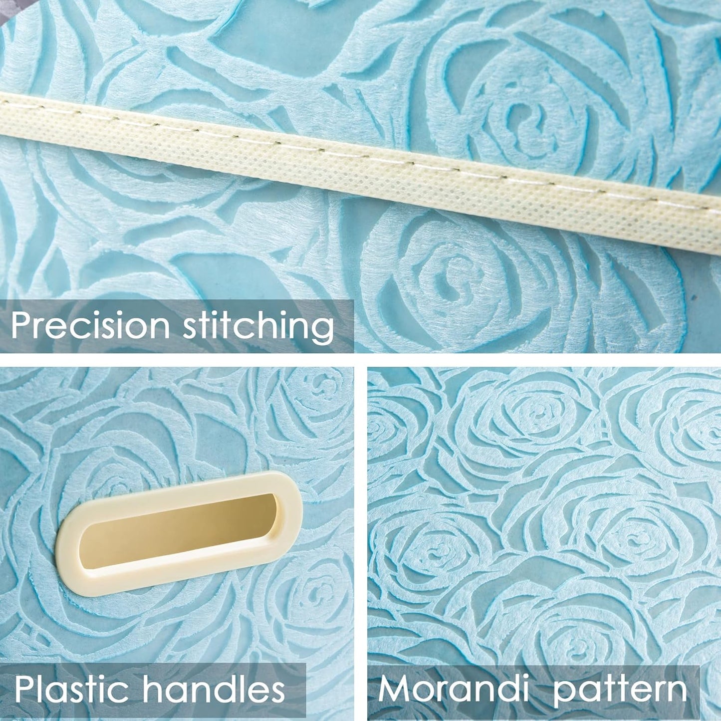 PRANDOM Collapsible Storage Boxes with Lids Fabric Decorative Storage Bins Cubes Organizer Containers Baskets with Cover Handles Divider for Bedroom Closet Living Room 9.8x7.9x6.7 Inch 3 Pack