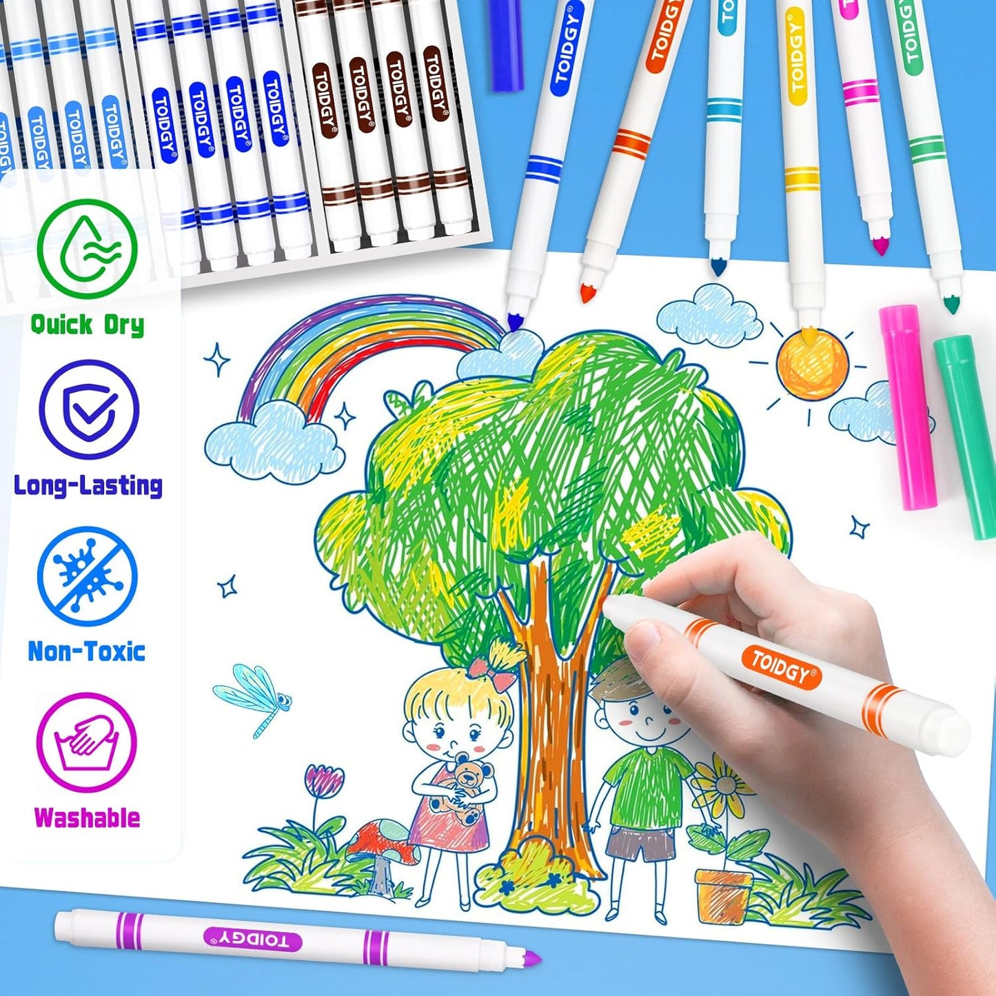 400 PCS Washable Markers for Kids, Colored Markers Bulk for School, Thin Marker Set in 16 Assorting Colors, Fine Line Marker with Conical Tip, Back to School Supplies, Classroom Must Haves