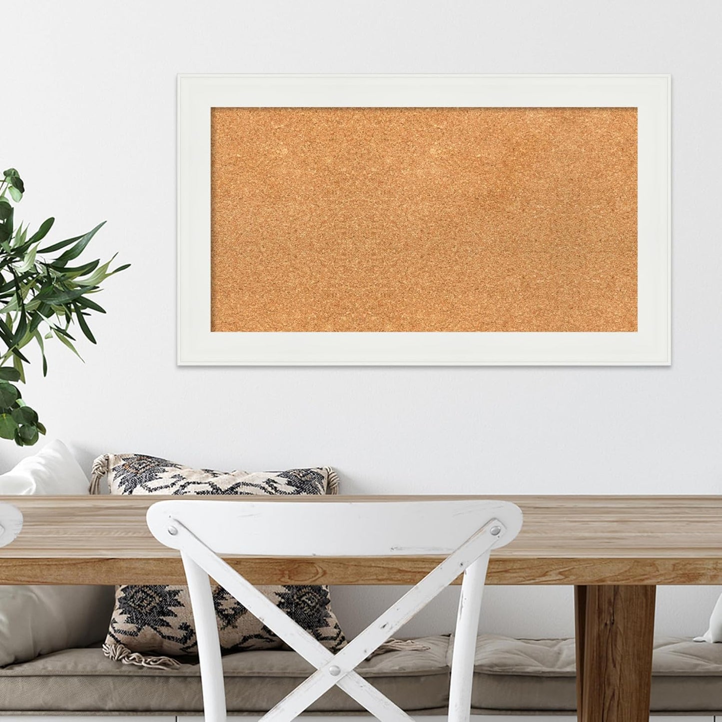 Amanti Art Natural Cork Board for Wall, 17x29 Vision Board with White Frame, Medium Corkboard Office Decor for Home Organization, Casual Corkboard Pinboard to Display Items for Home Organization in
