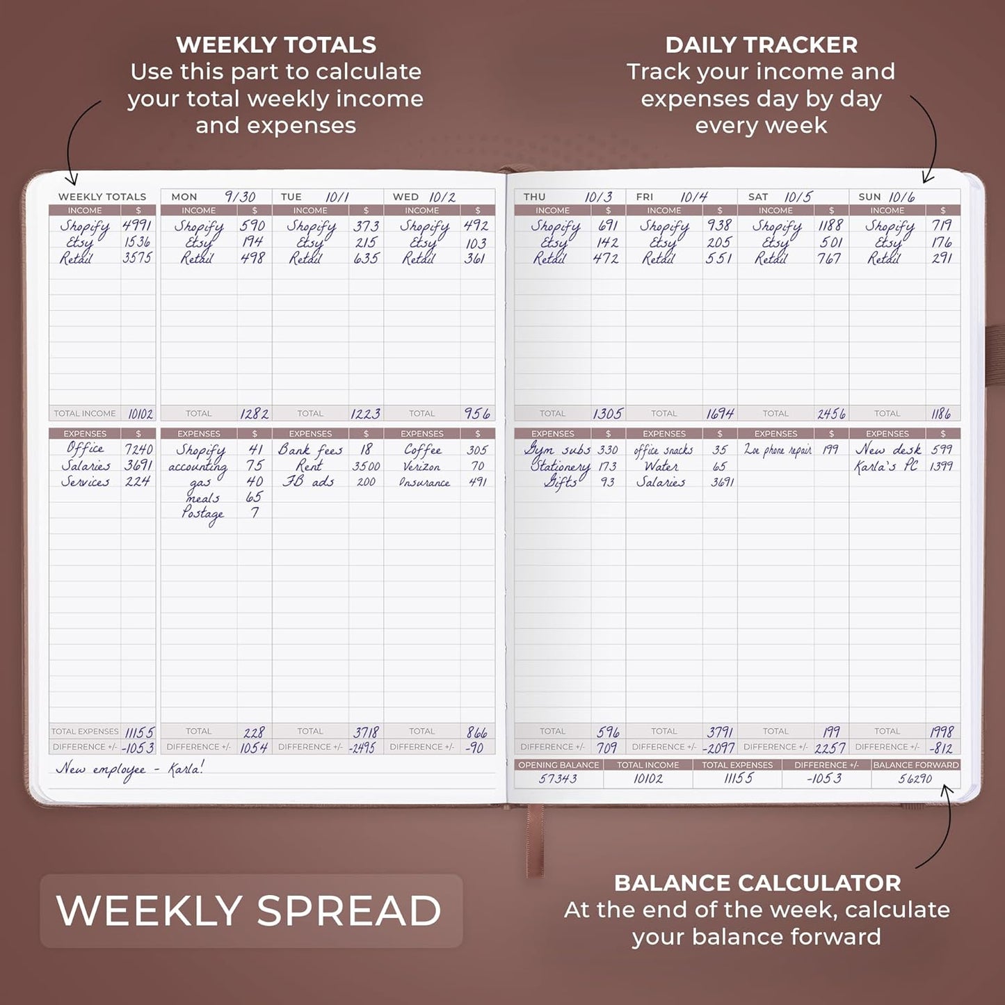 Clever Fox Income & Expense Tracker Large – Accounting & Bookkeeping Ledger Book for Small Business – 2-Year Record Notebook, A4 (Dark Terracotta)