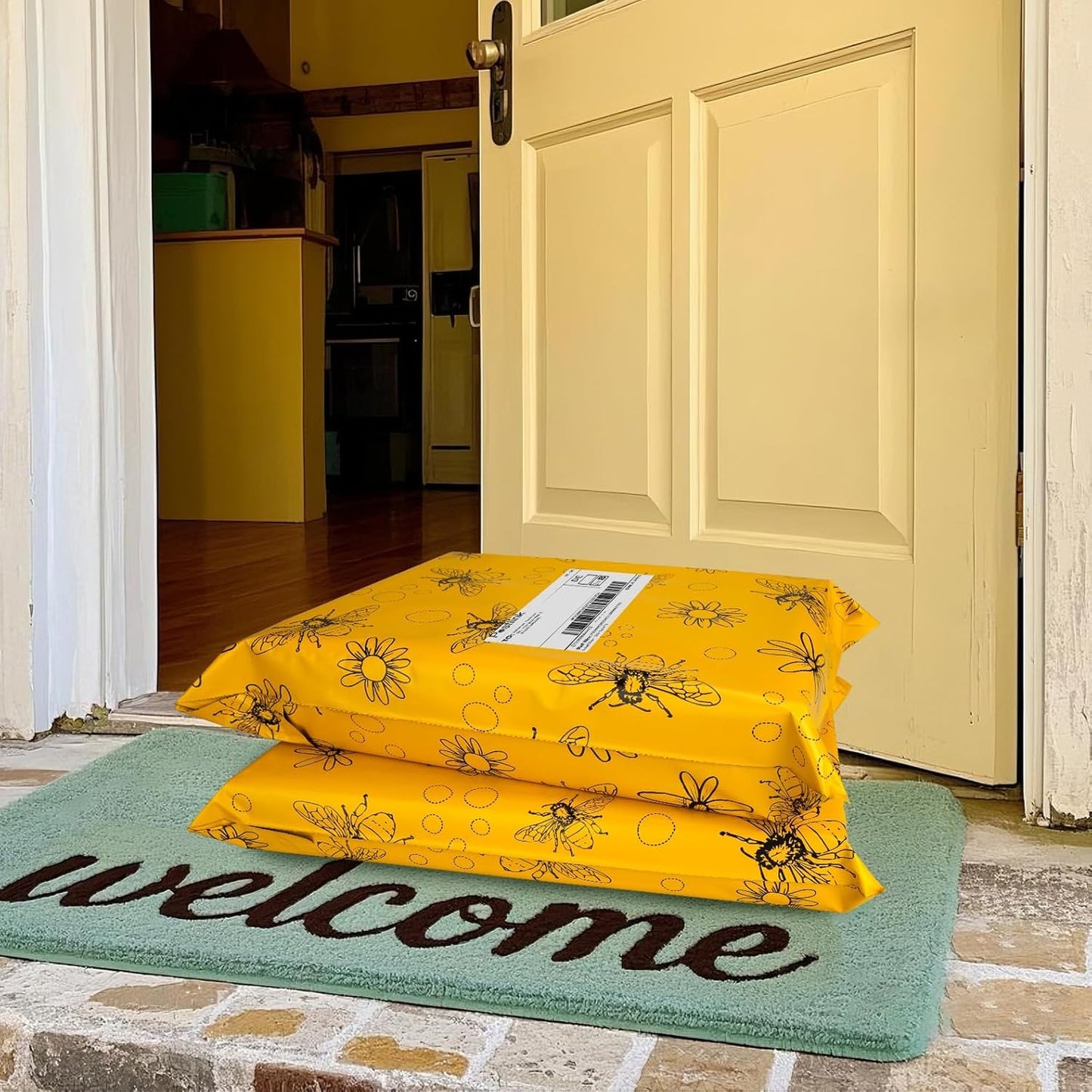 Bees Poly Mailer 14.5x19 Inch 50 Pcs, Waterproof Shipping Bags for Clothing, Tear-Resistant Mailier Bags, Strong Mailing Bags with Self-Seal