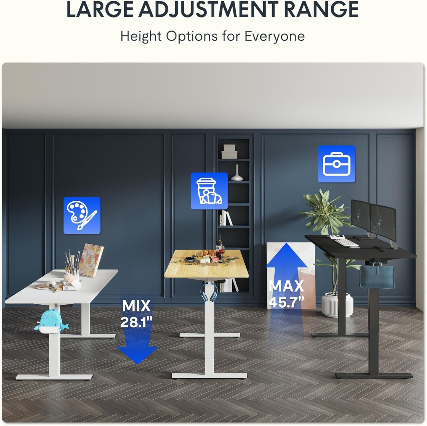 FLEXISPOT One-Piece Electric Standing Desk, 48 x 30 Inches Adjustable Desk with Seamless Desktop, Memory Controller Height Adjustment (White Frame + White Desktop, 2 Packages)