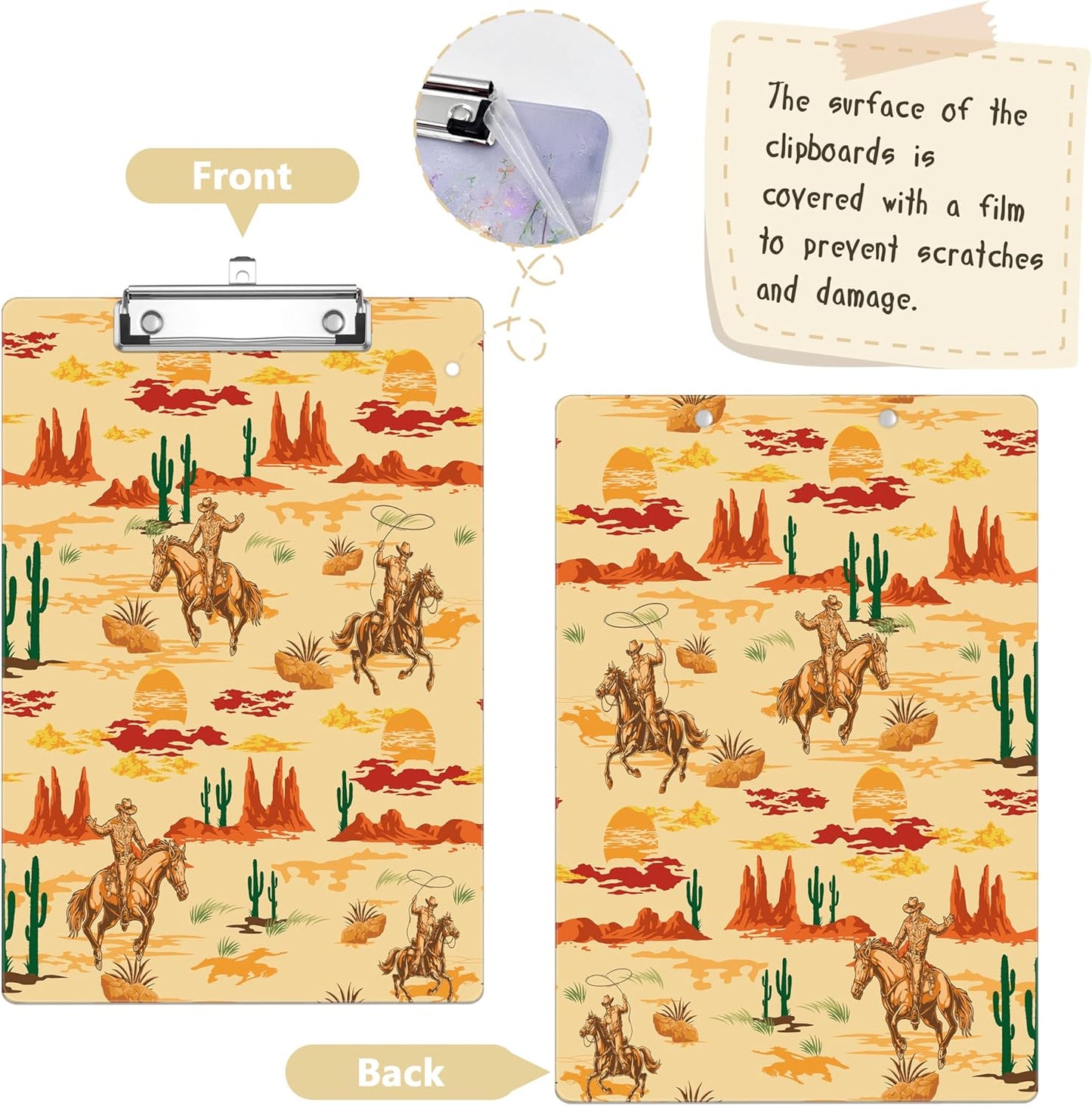 Western Cactus Plastic Clipboards,Decorative Plastic Acrylic Clipboard for Teacher Social Worker Students Office Supplies 8 * 12