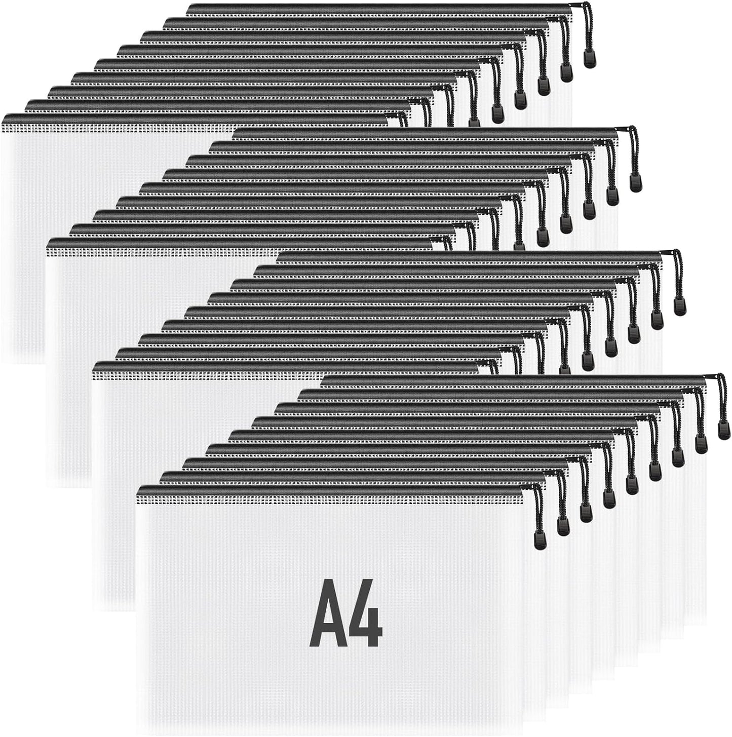 Umriox Zipper Pouch, 13.0x9.0 in (Black, 36 Packs), Zipper Pouches for Organizing, Clear Zipper Pouches for Office Supplies