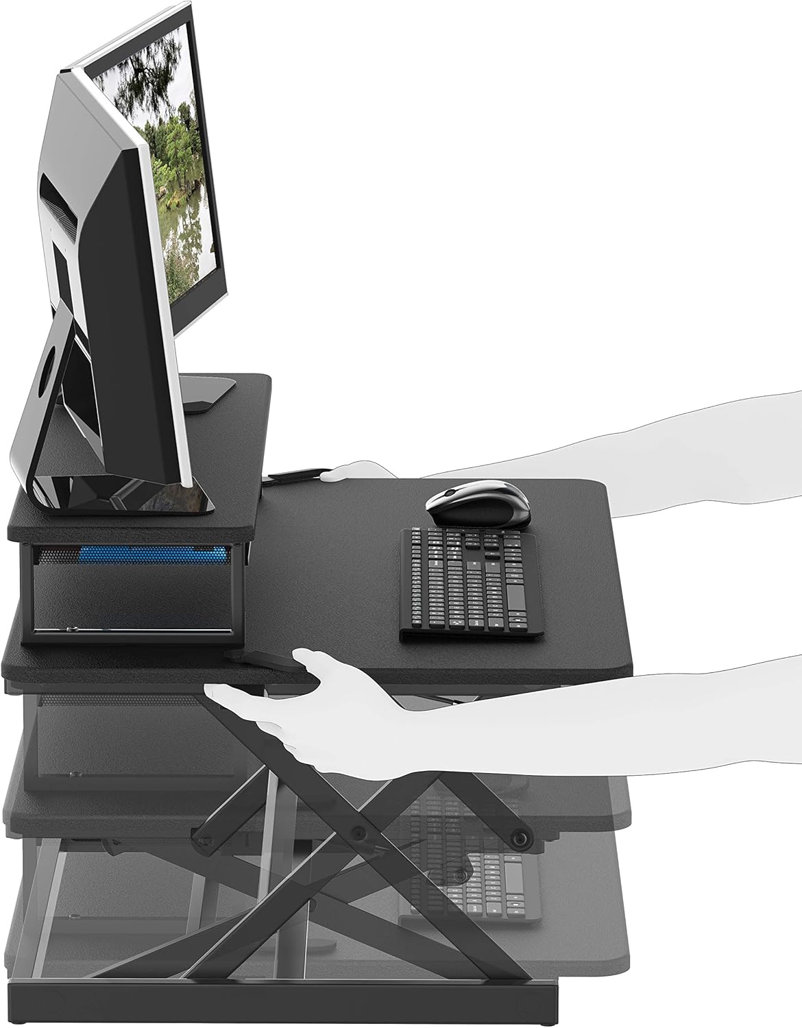 SHW 36-Inch Height Adjustable Standing Desk Sit to Stand Riser Converter Workstation, Black