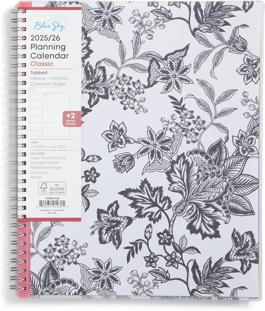 Blue Sky 2025-2026 Academic Year Weekly and Monthly Planner Calendar, July 2025 - June 2026, 12-Month, 8.5" x 11", Flexible Cover, Wirebound, Storage Pocket, Analeis