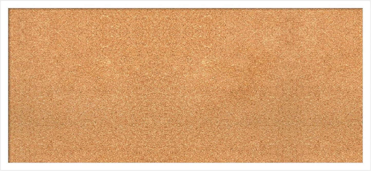 Amanti Art Natural Cork Board for Wall, 17x37 Vision Board with White Frame, Medium Corkboard Office Decor for Home Organization, Modern Corkboard Pinboard to Display Items for Home Organization in